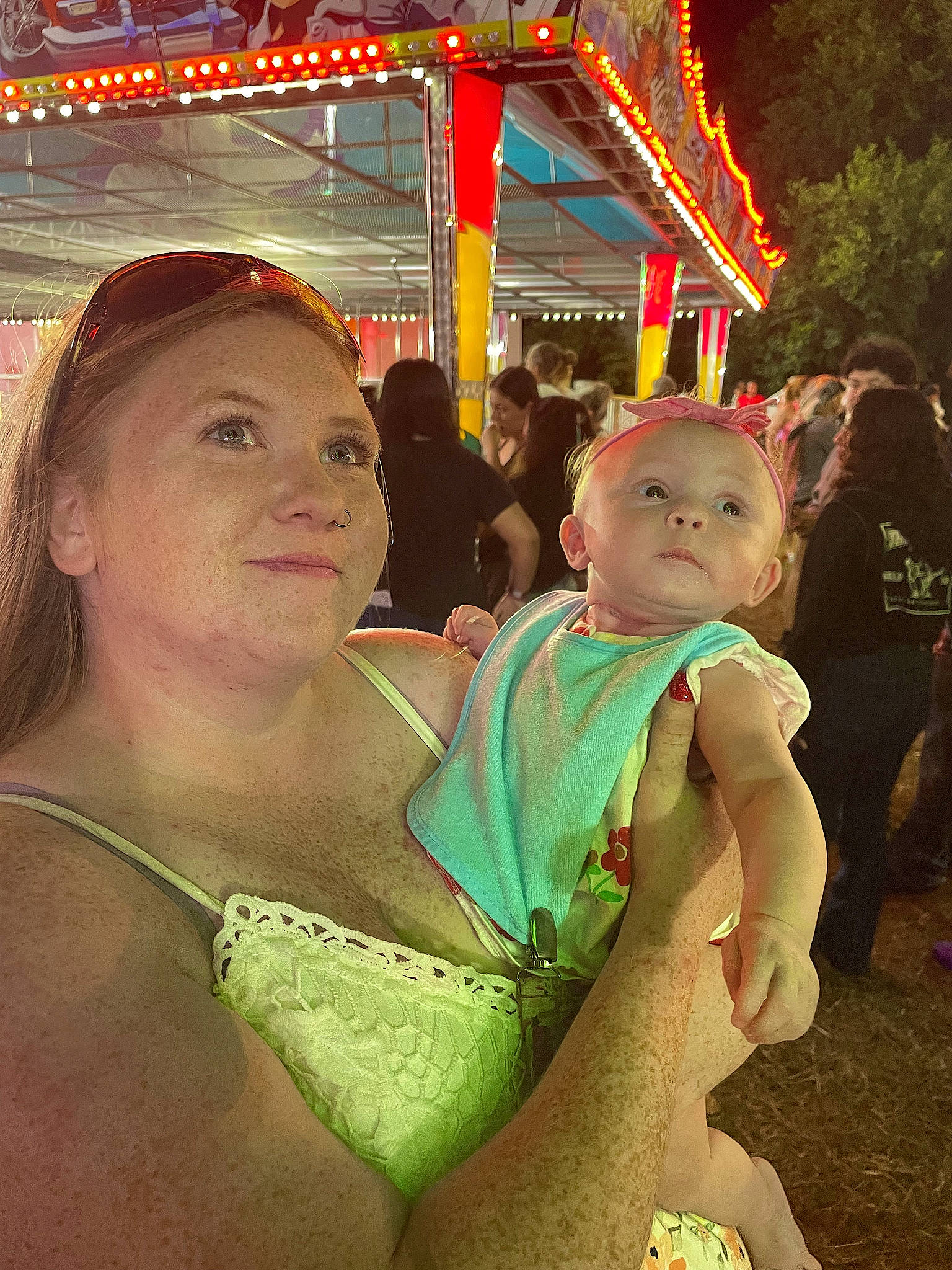 Kaileen is registered to the contest to win money with this photo: brassiere, chest, child, entertainment, event, facial_expression, festival, fun, grass, happy, human, jewellery, leisure, necklace, person, public_event, recreation, smile, temple, toddler