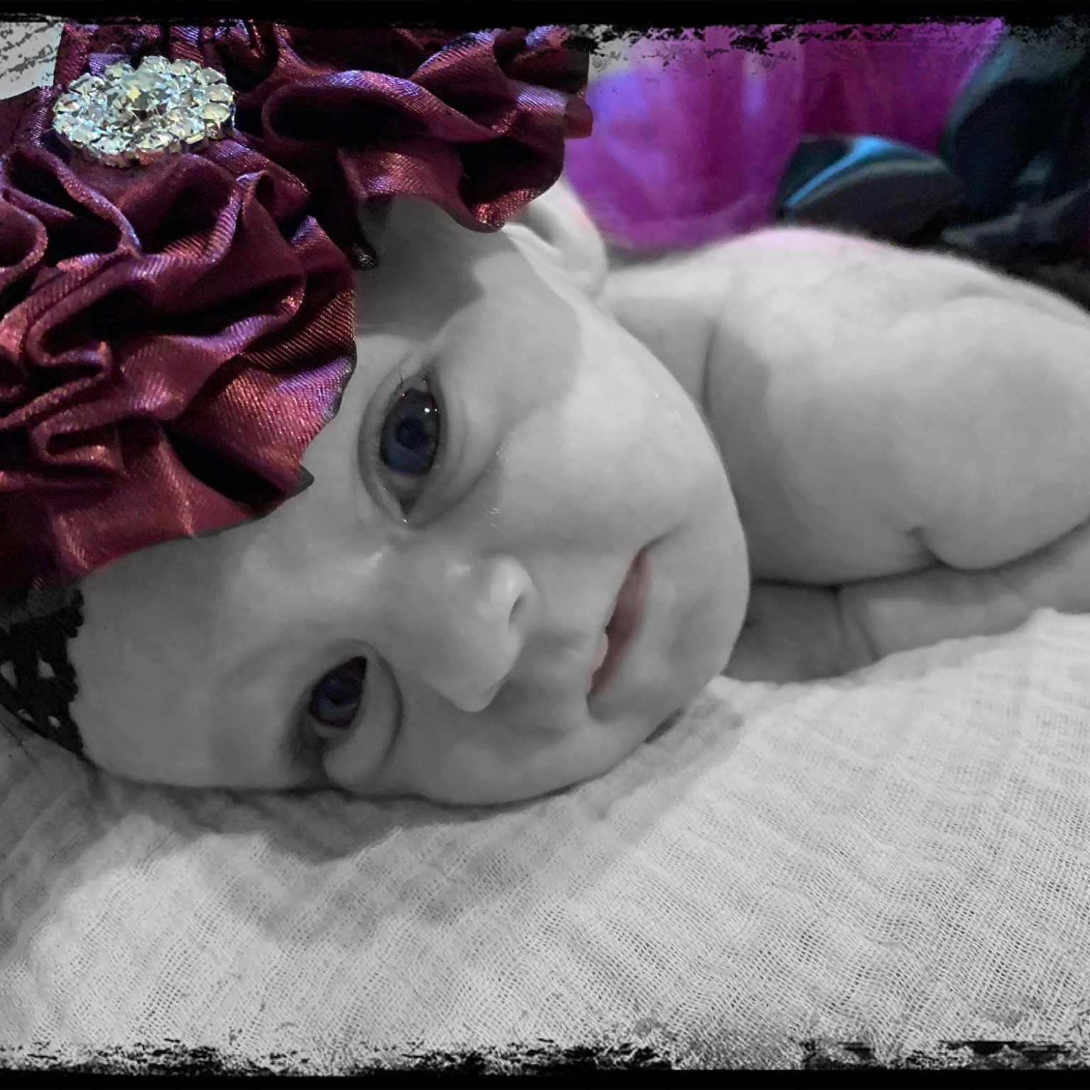 Lisa joined the competition — help win amazing prizes! art, baby, chest, doll, eyelash, fashion_accessory, fur, hair_accessory, headpiece, linens, lip, magenta, monochrome_photography, petal, pink, plant, purple, rose, toddler, toy