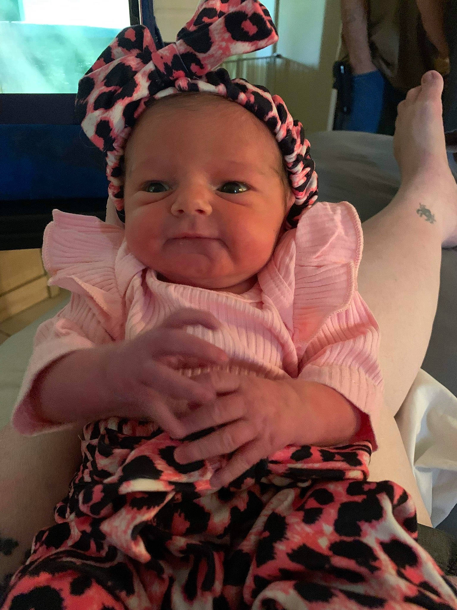 Lisa joined the competition — help win amazing prizes! baby, baby_toddler_clothing, chair, cheek, child, costume_hat, event, eye, finger, fun, happy, iris, linens, mouth, person, pink, sitting, skin, smile, textile