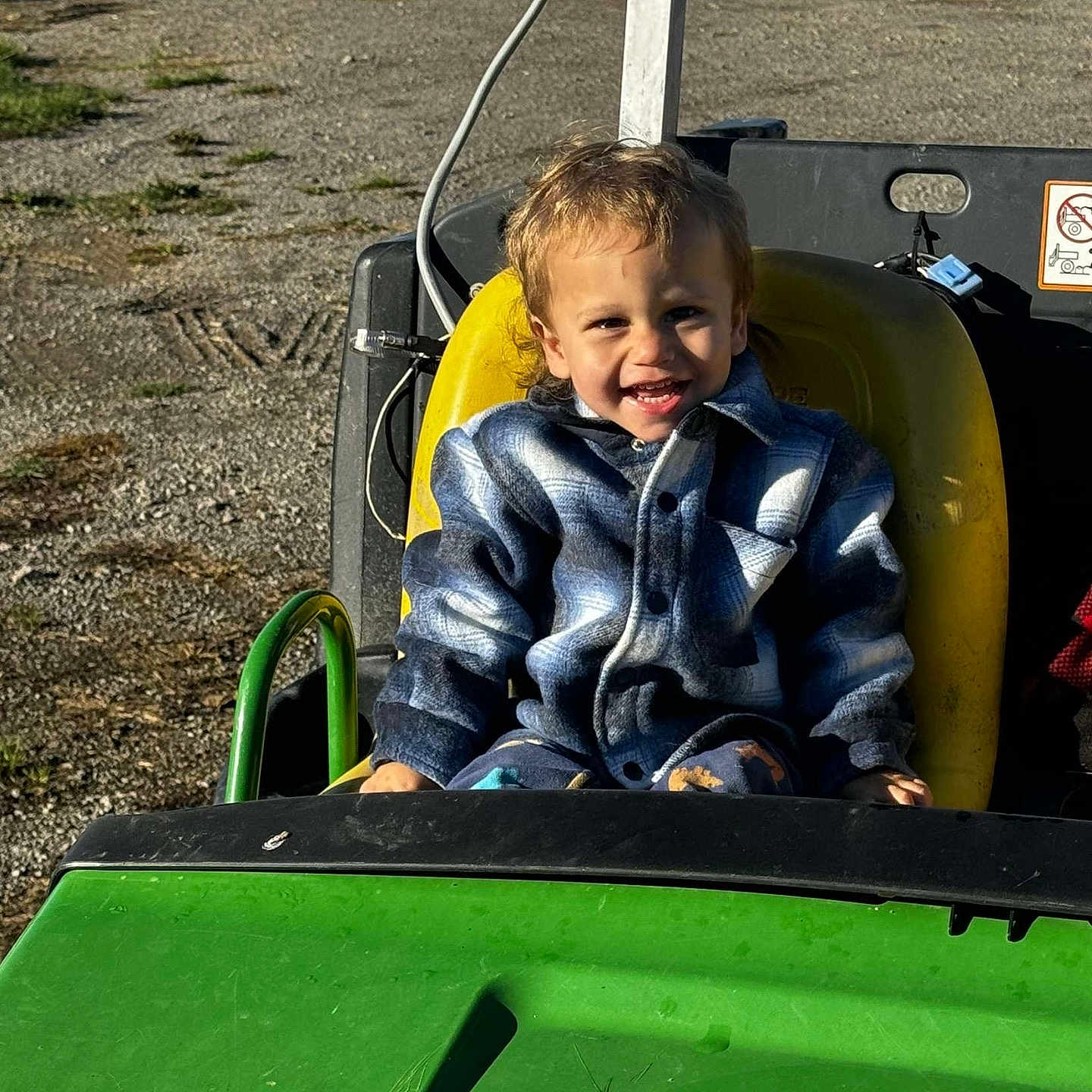 Waylon joined the competition — help win amazing prizes! baby, car, clothing, coat, face, grass, head, jacket, machine, nature, outdoors, park, person, photography, plant, playarea, portrait, transportation, vehicle, wheel