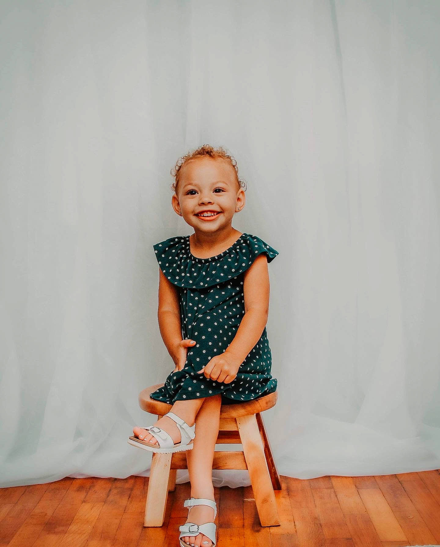 Kierra joined the competition — help win amazing prizes! baby_toddler_clothing, day_dress, dress, face, flash_photography, flooring, happy, joint, joy, knee, leg, neck, one_piece_garment, person, shoulder, sleeve, smile, standing, t_shirt, thigh