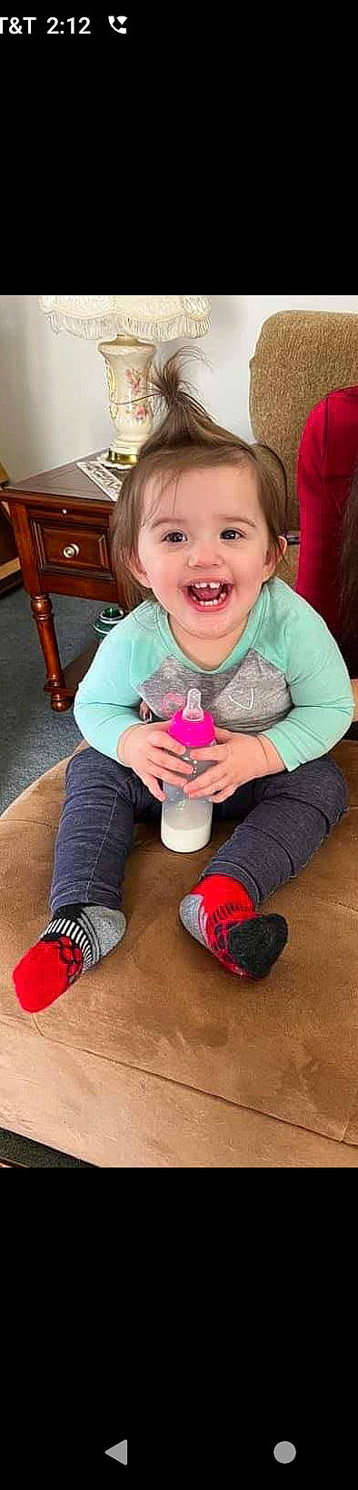 Natalie joined the competition — help win amazing prizes! cabinetry, cheek, child, clothing, drawer, drinkware, face, finger, fun, hairstyle, happy, head, joy, leg, person, pink, plastic_bottle, skin, smile, thumb