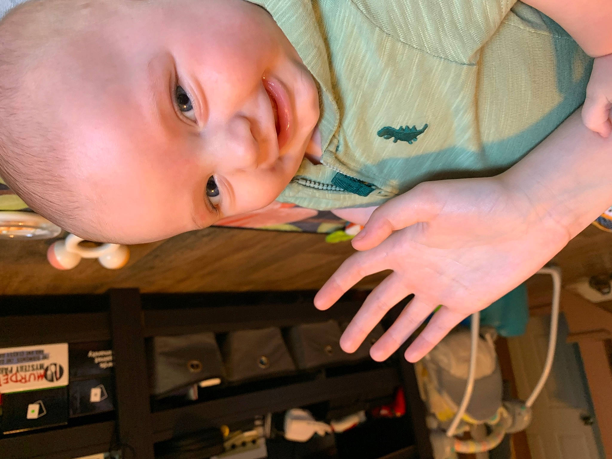 Jazper is registered to the contest to win money with this photo: audio_equipment, baby, baby_toddler_clothing, computer_keyboard, finger, fun, hand, happy, input_device, machine, nail, office_supplies, organ, person, skin, sleeve, smile, thumb, toddler, wood