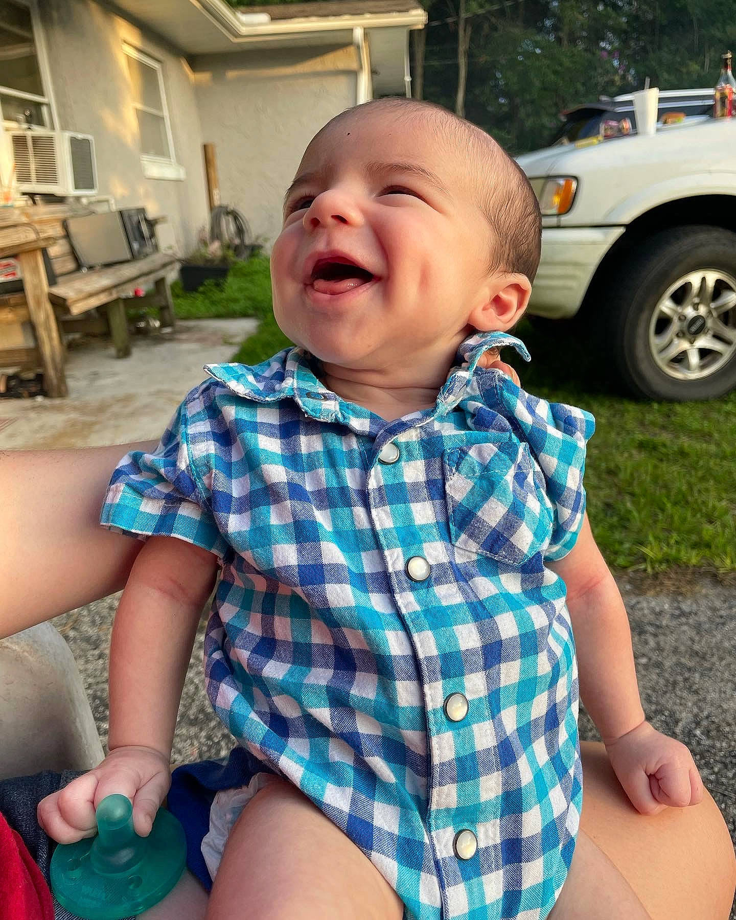 Issac joined the competition — help win amazing prizes! baby_toddler_clothing, eye, face, facial_expression, hair, hairstyle, head, mammal, mouth, muscle, organ, person, plant, product, skin, smile, standing, tire, vehicle, vertebrate