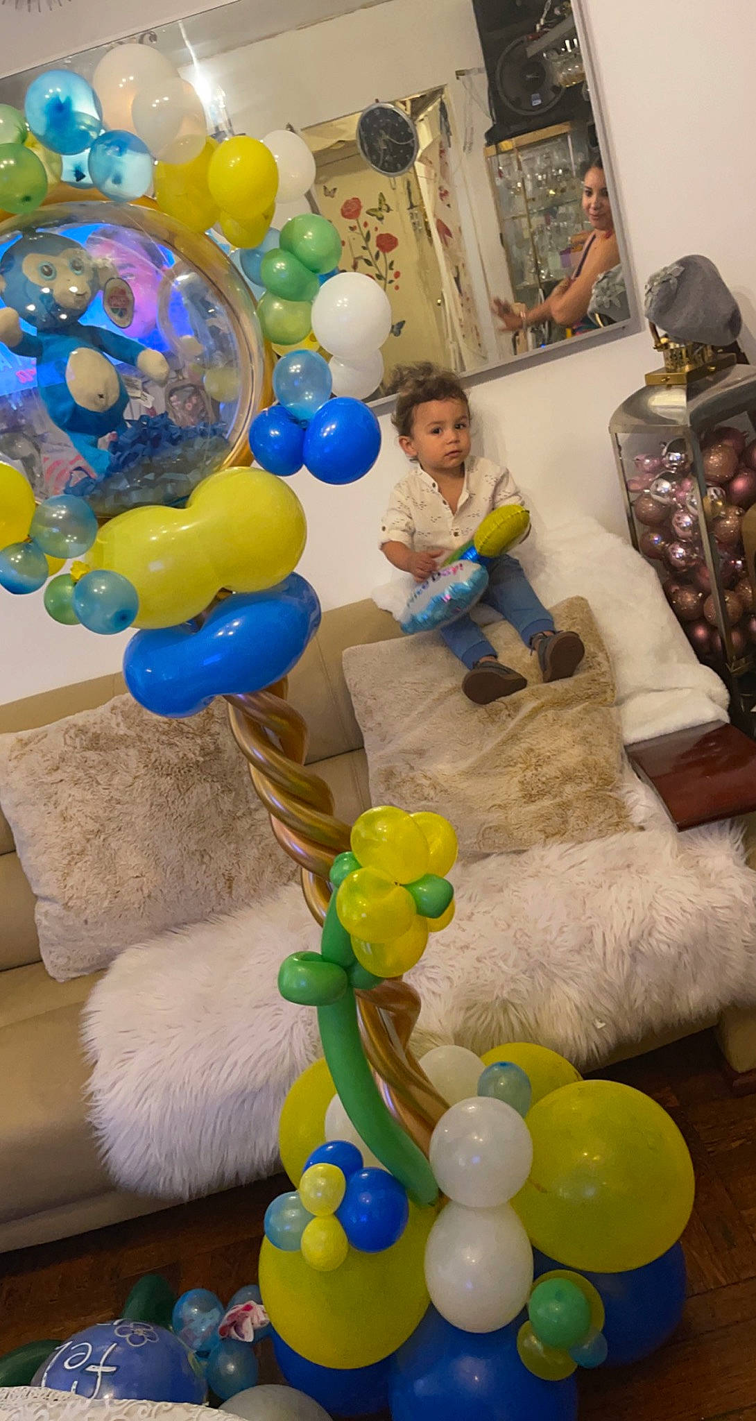 Xadrian is registered to the contest to win money with this photo: art, balloon, blue, decoration, event, fun, green, happy, leisure, party, party_supply, person, photograph, picture_frame, product, snapshot, stuffed_toy, textile, toy, white