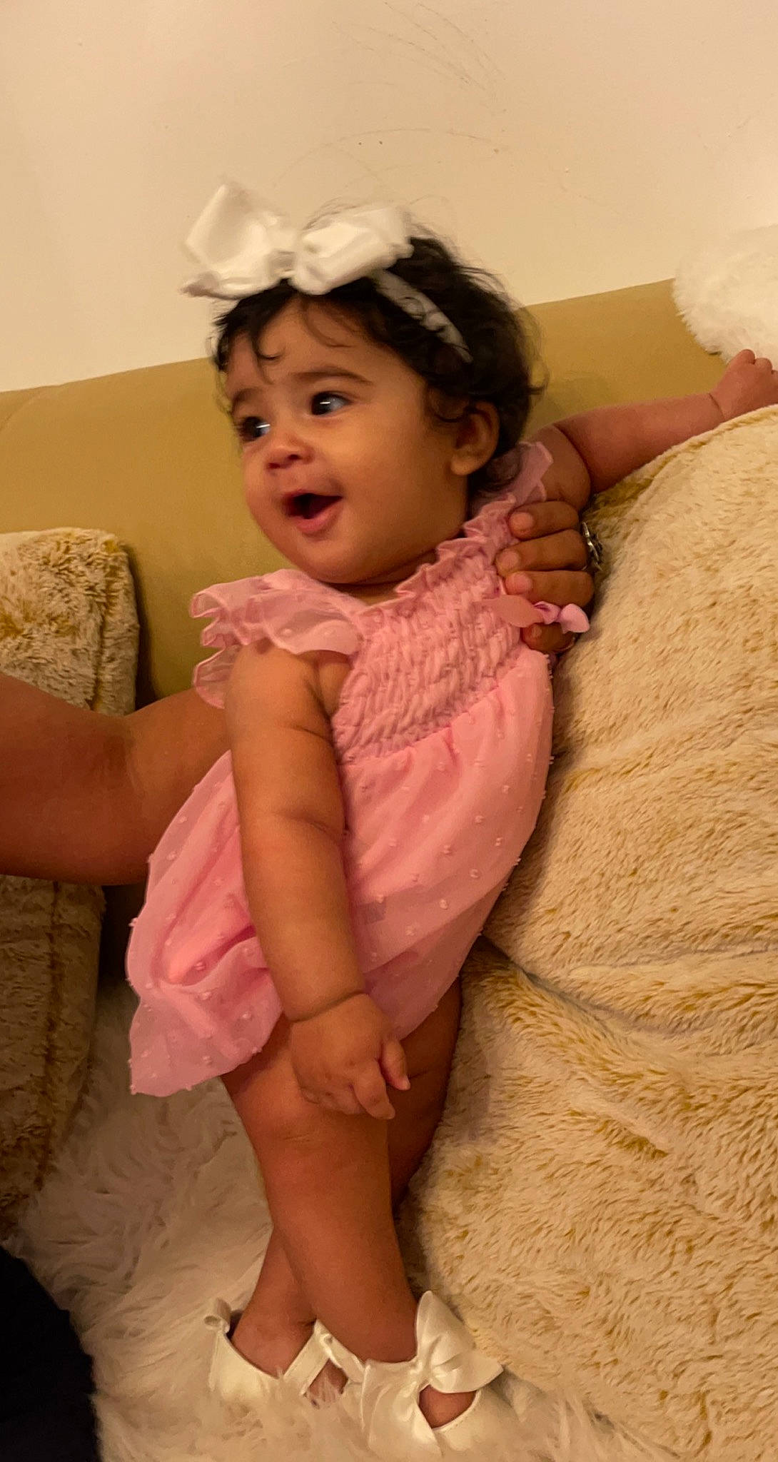 Xary joined the competition — help win amazing prizes! arm, baby_toddler_clothing, cheek, dress, eyelash, face, gesture, hand, happy, head, human_body, leg, lip, mouth, neck, person, pink, shoulder, skin, sleeve