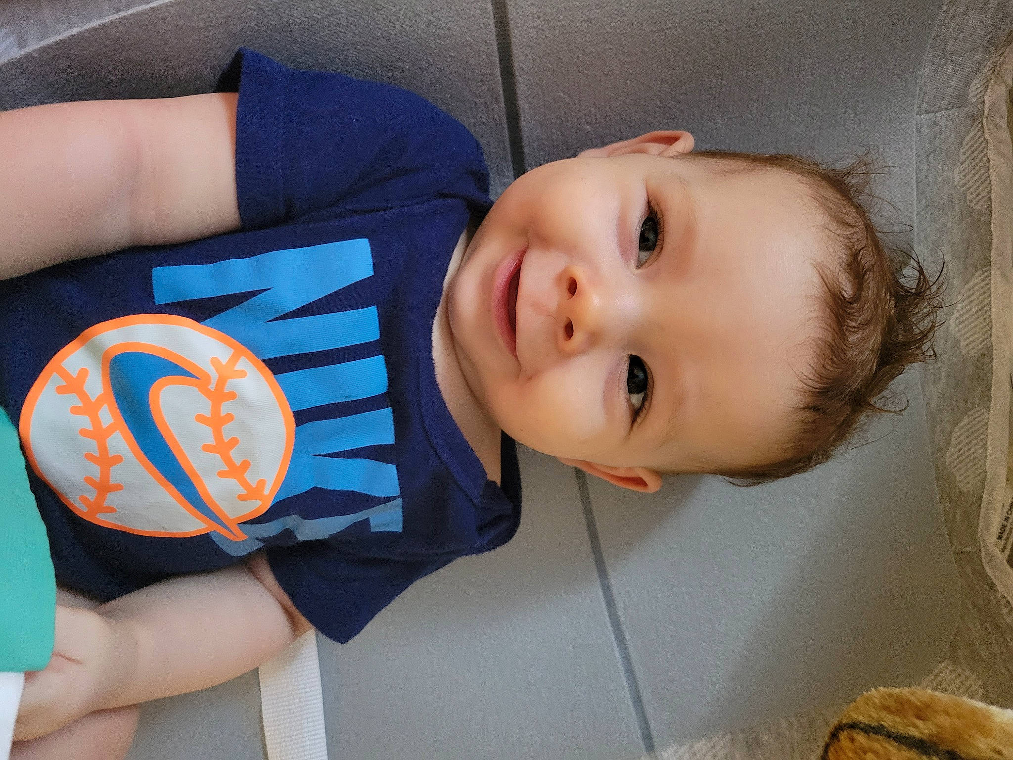 Alexander joined the competition — help win amazing prizes! baby, baby_laughing, baby_toddler_clothing, cheek, child, elbow, electric_blue, face, facial_expression, finger, fun, happy, joy, lip, person, product, skin, smile, t_shirt, thumb