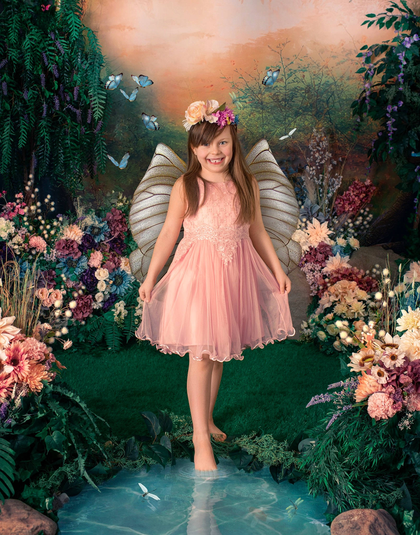 Alyce is registered to the contest to win money with this photo: art, branch, cg_artwork, dress, fashion_design, fawn, flower, formal_wear, gown, grass, happy, human_body, joy, long_hair, natural_environment, people_in_nature, person, petal, pink, plant