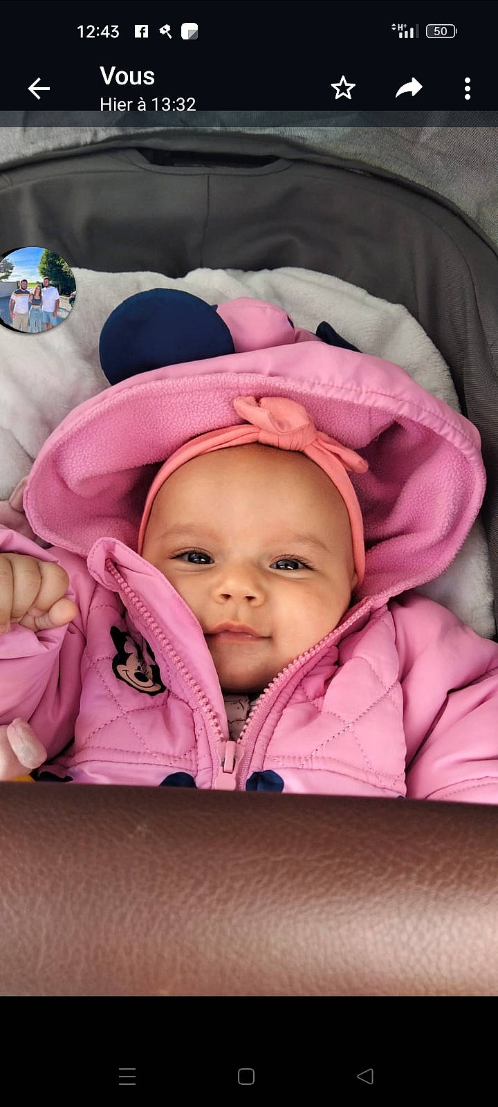 Aya participe au concours pour gagner de l'argent avec cette photo : baby, baby_products, baby_safety, baby_sleeping, baby_toddler_clothing, cheek, child, comfort, fun, happy, headwear, hood, hoodie, linens, magenta, nap, person, pink, purple, sleeve