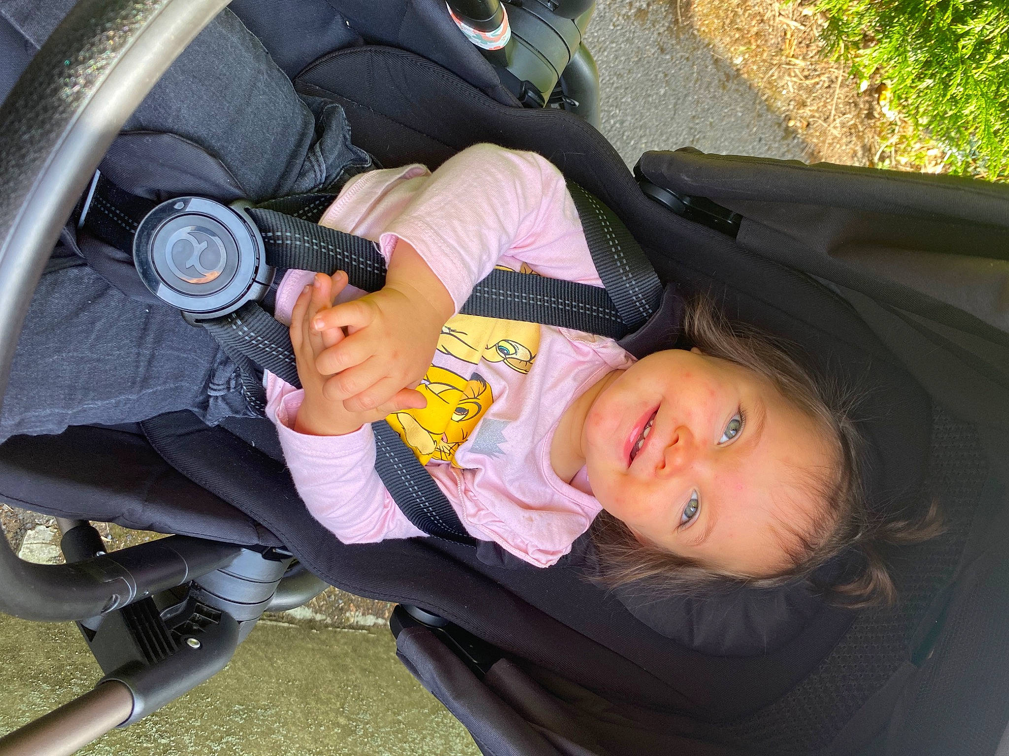 Neya participe au concours pour gagner de l'argent avec cette photo : auto_part, automotive_tire, baby, baby_carriage, baby_products, baby_toddler_clothing, car_seat, child, comfort, family_car, fun, grass, joy, lap, motor_vehicle, person, sitting, smile, steering_wheel, toddler