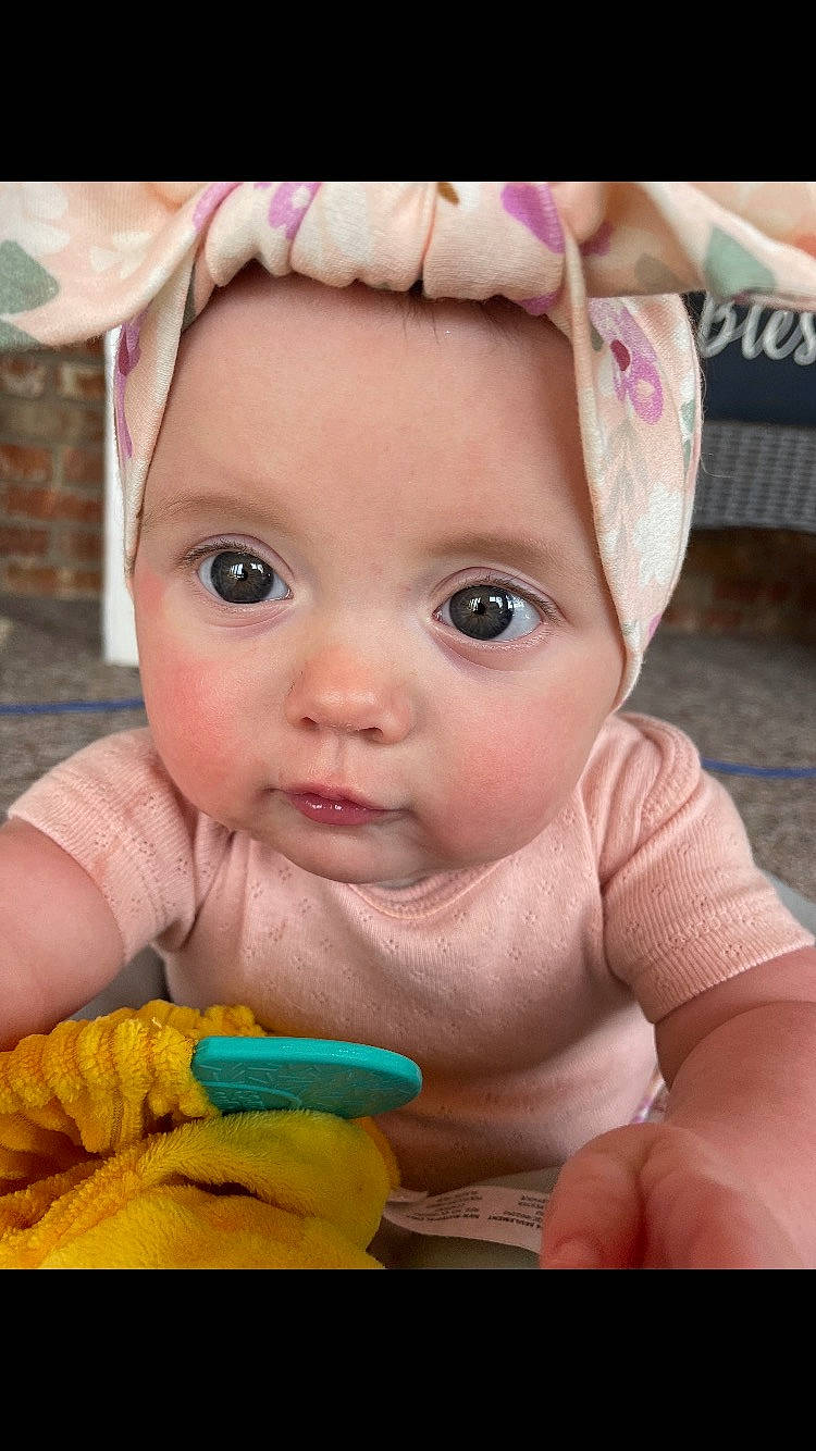 Harper joined the competition — help win amazing prizes! baby, baby_toddler_clothing, cheek, cool, dress, eye, eyebrow, eyelash, finger, hand, happy, headwear, iris, lip, mouth, nose, person, pink, product, skin