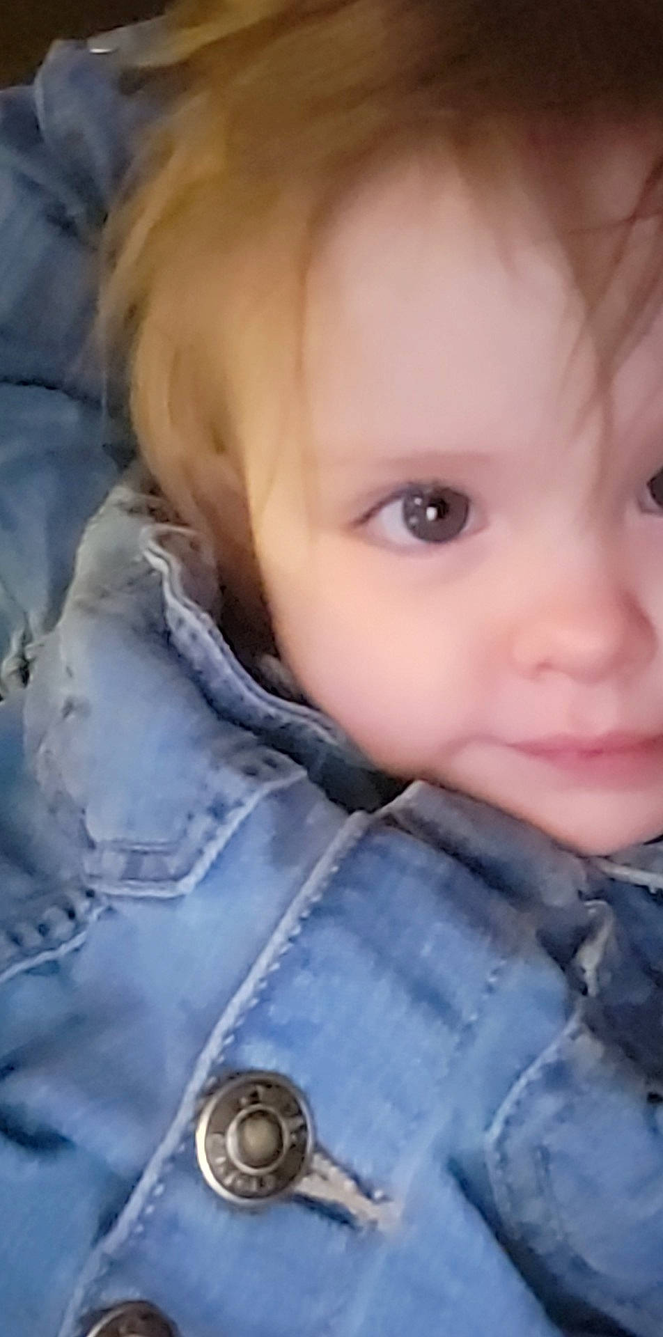 Emberly is registered to the contest to win money with this photo: baby, baby_toddler_clothing, cheek, child, chin, collar, eye, eyebrow, eyelash, face, forehead, iris, jacket, lip, mouth, nose, outerwear, person, skin, sleeve