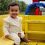 Milani joined the competition — help win amazing prizes! toddler, child, smiling, outdoor, bench, yellow, wooden, playground, greenery, grass, tree, cute, portrait, sitting, white_clothing, happy, baby, nature, daylight, person