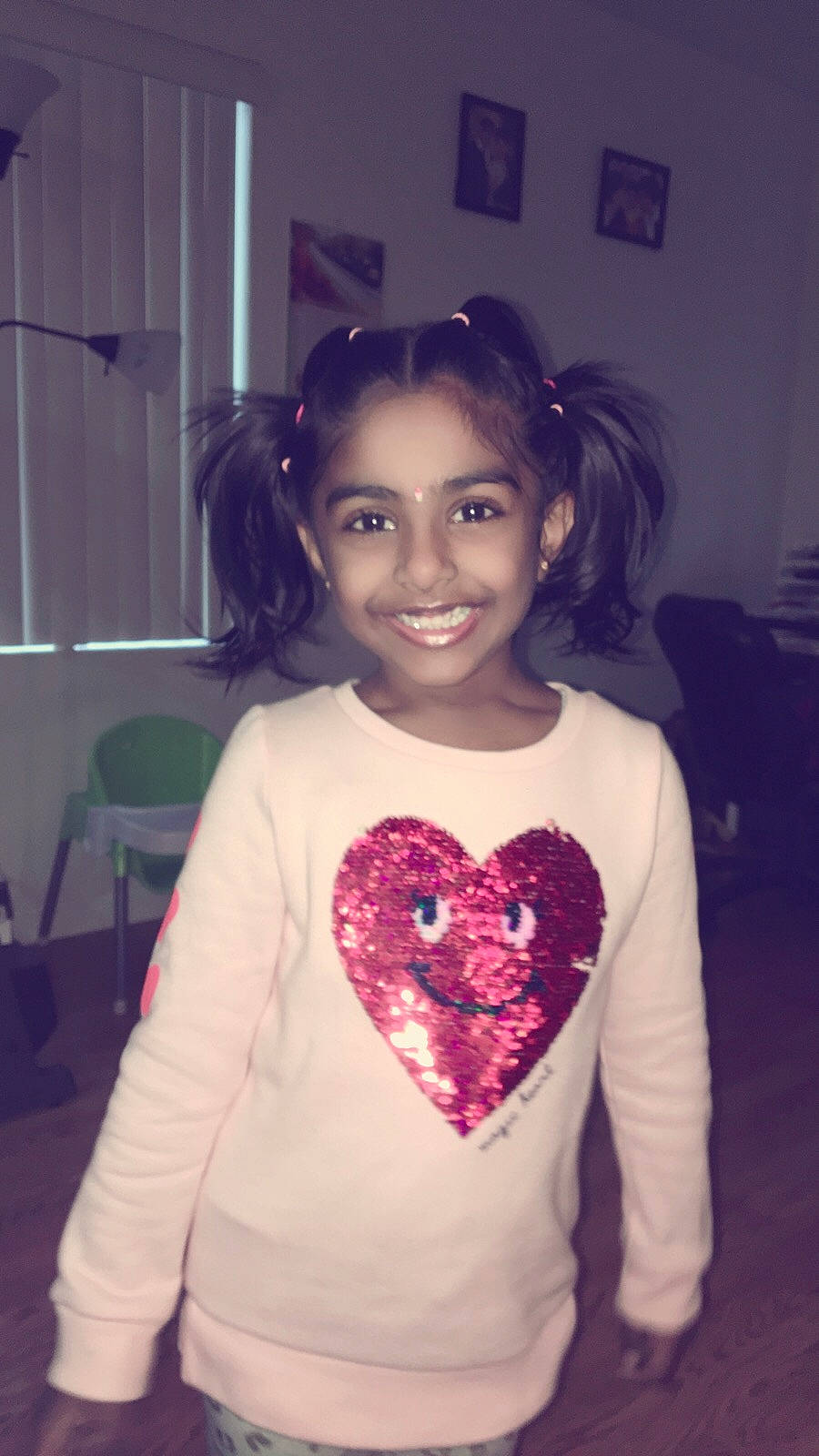 Sreshta joined the competition — help win amazing prizes! black_hair, child, cool, forehead, head, heart, human_body, joy, lip, magenta, neck, organ, outerwear, person, pink, purple, shoulder, sleeve, smile, t_shirt