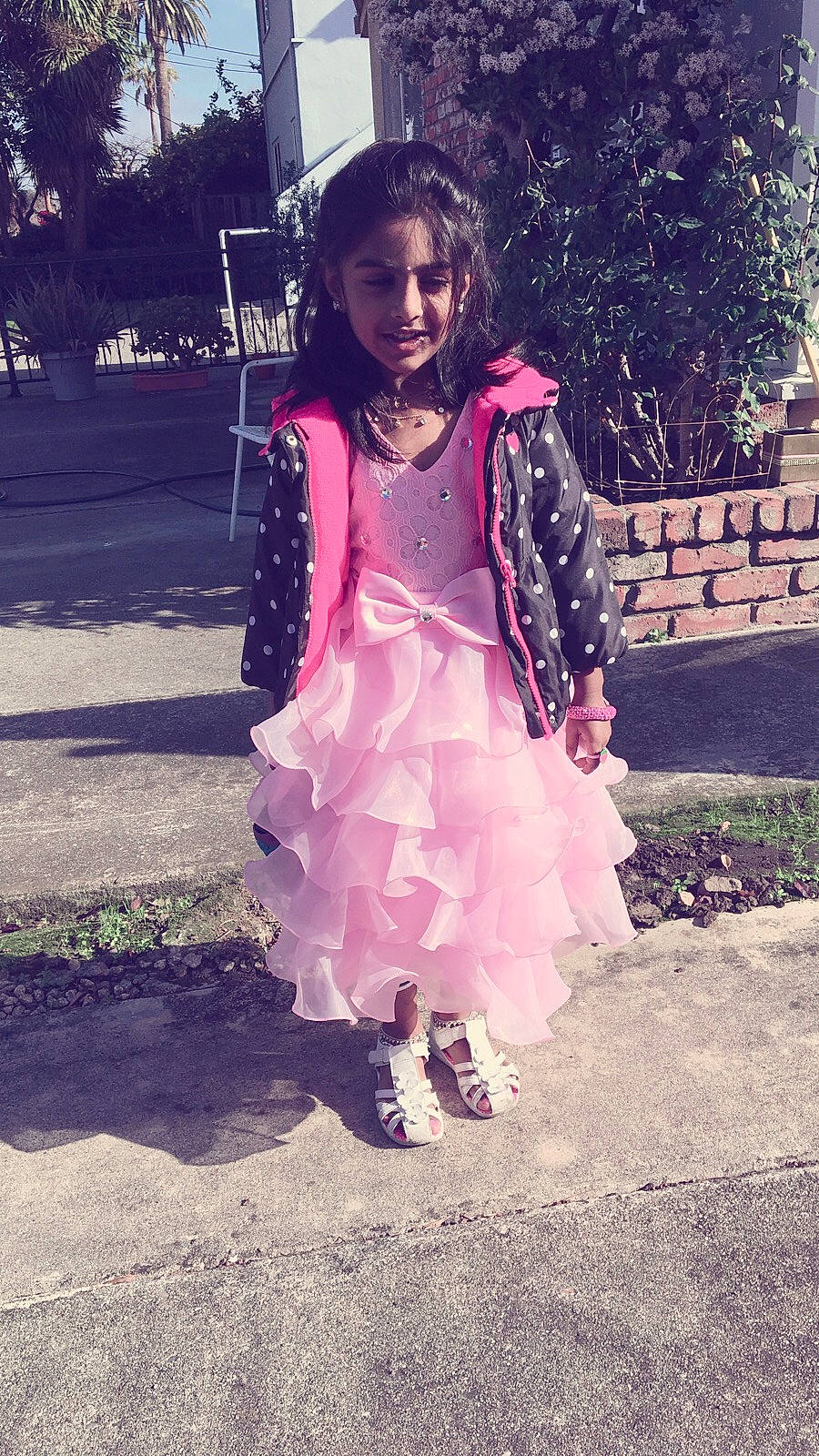 Sreshta joined the competition — help win amazing prizes! child, child_model, clothing, dress, fashion, fashion_accessory, fashion_design, flower, footwear, jacket, joy, person, photography, pink, plant, ruffle, shoe, smile, street_fashion, style