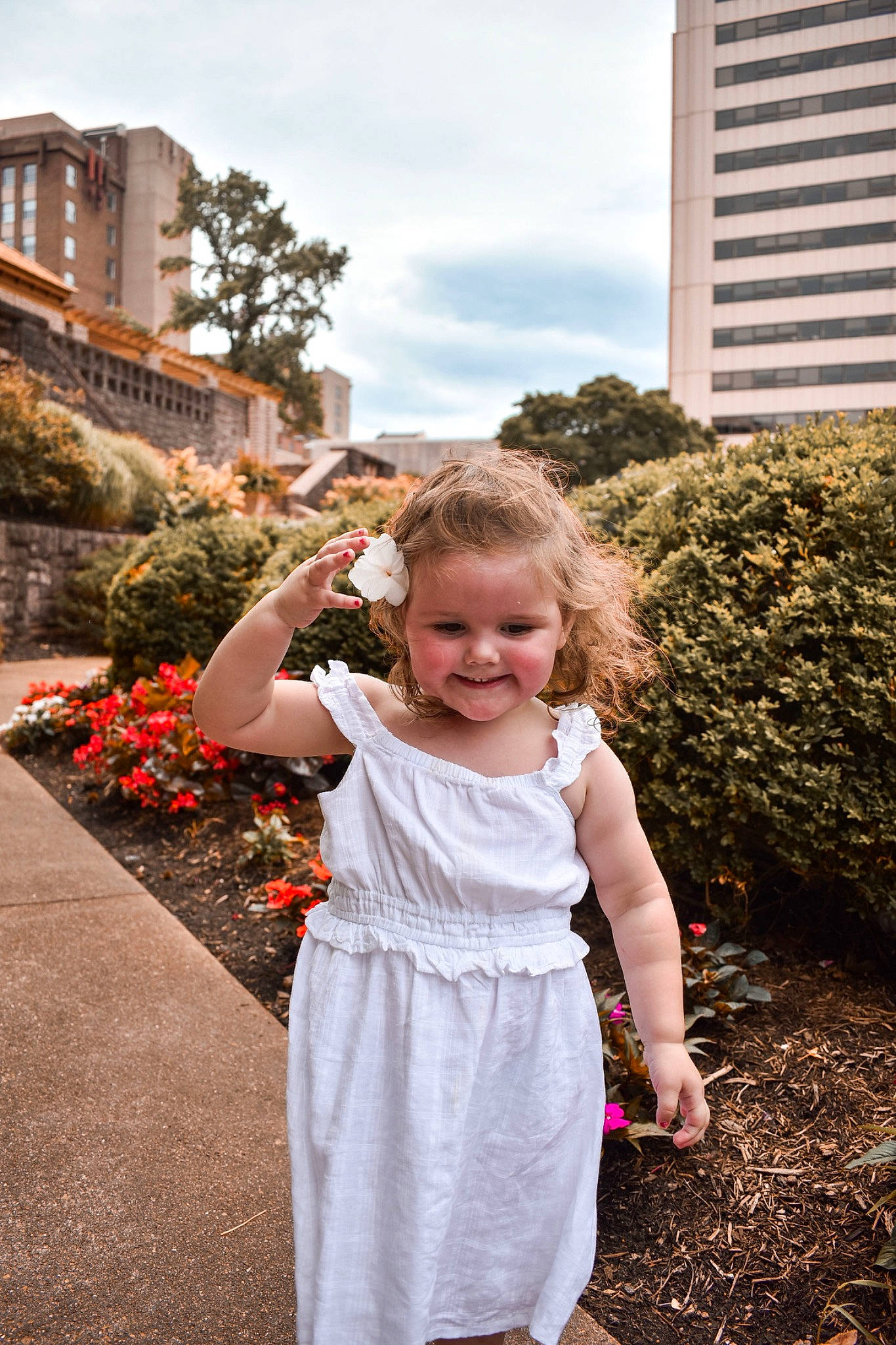 Laila joined the competition — help win amazing prizes! botany, building, day_dress, dress, flower, fun, gesture, grass, happy, joy, leaf, leisure, one_piece_garment, people_in_nature, person, plant, sky, smile, summer, toddler