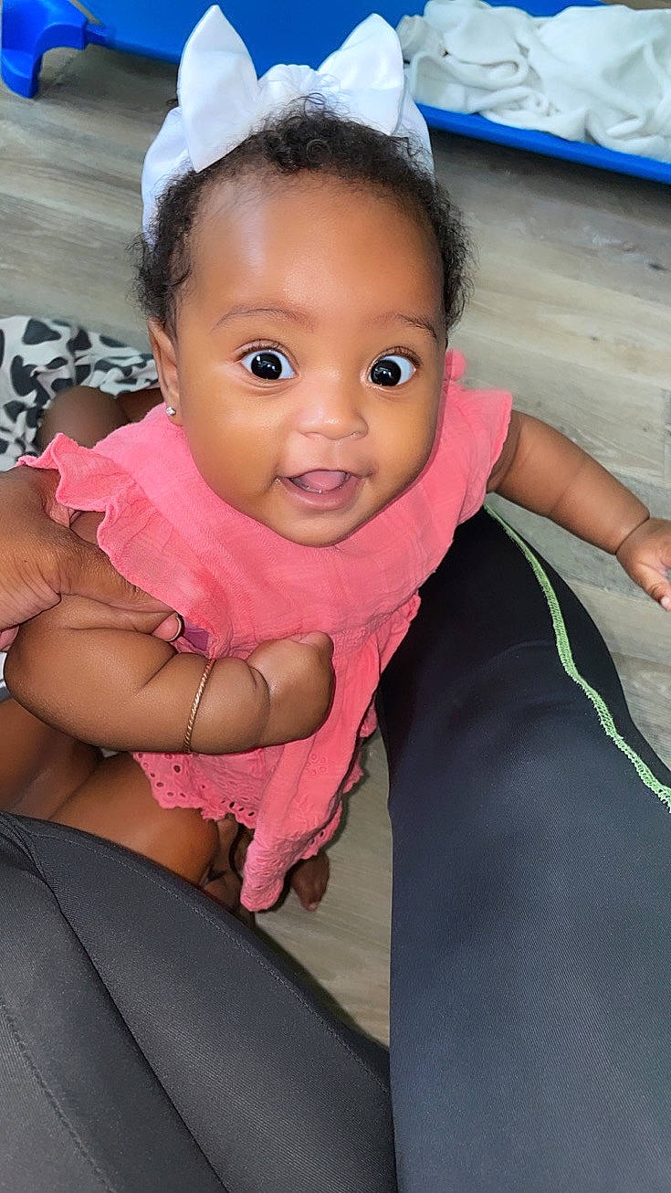 Kyari joined the competition — help win amazing prizes! baby, baby_toddler_clothing, blue, cheek, child, chin, eye, eyelash, fun, gesture, happy, iris, lip, neck, nose, person, pink, skin, thumb, toddler