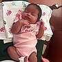 Kahlani joined the competition — help win amazing prizes! newborn, baby, sleeping, infant, pink_onesie, blanket, handprint_pattern, hospital, monitoring_device, cute, peaceful, face, feet, clothing, child, resting, indoors, person, healthcare, toddler