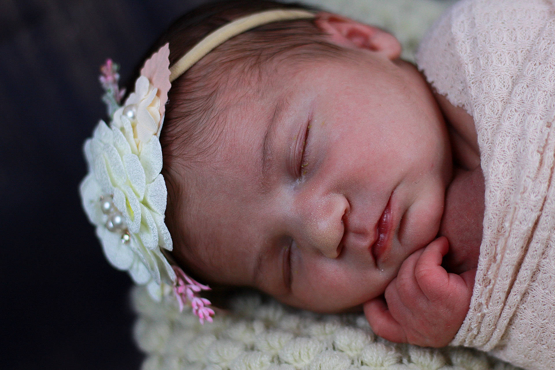 Raylee is registered to the contest to win money with this photo: baby, baby_sleeping, baby_toddler_clothing, cheek, child, chin, comfort, ear, eyebrow, eyelash, facial_expression, finger, flower, happy, headpiece, iris, lip, person, petal, skin