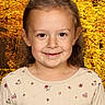 child, smile, portrait, autumn, forest, yellow_leaves, fall, nature, girl, long_hair, floral_shirt, outdoor_background, happy, cute, young, face, casual_clothing, seasonal, bright, warm_colors