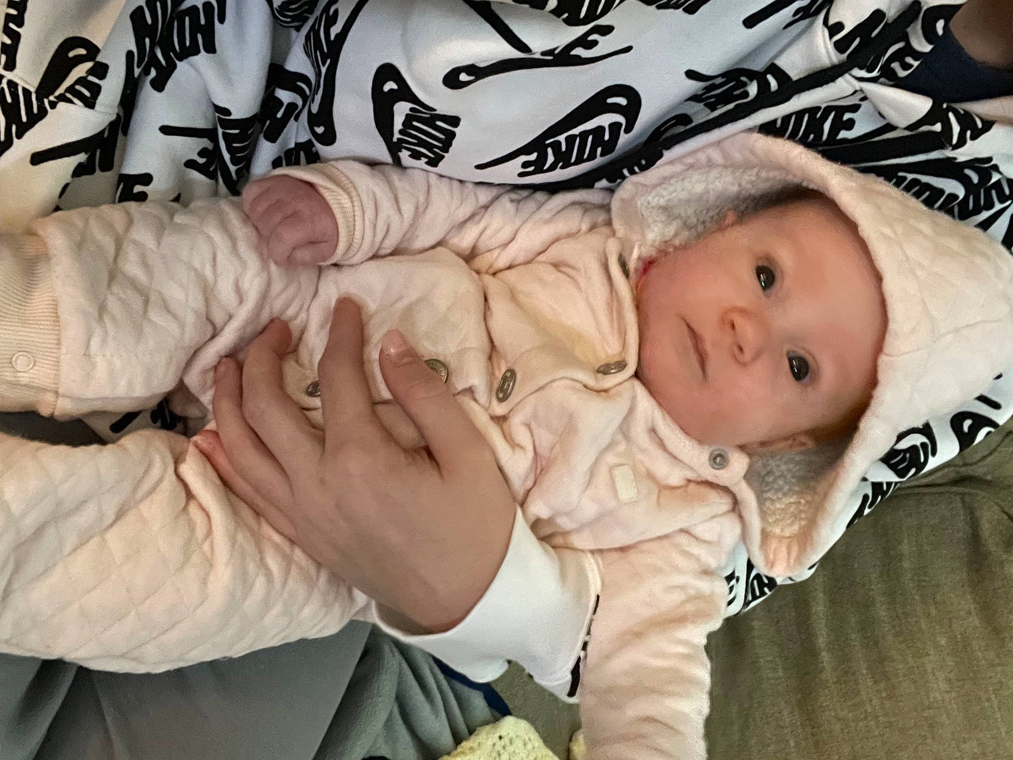 Haven is registered to the contest to win money with this photo: baby, baby_products, baby_sleeping, baby_toddler_clothing, bedding, bedtime, cheek, child, comfort, fur, gesture, happy, headwear, linens, nap, pattern, person, room, sleep, sleeve