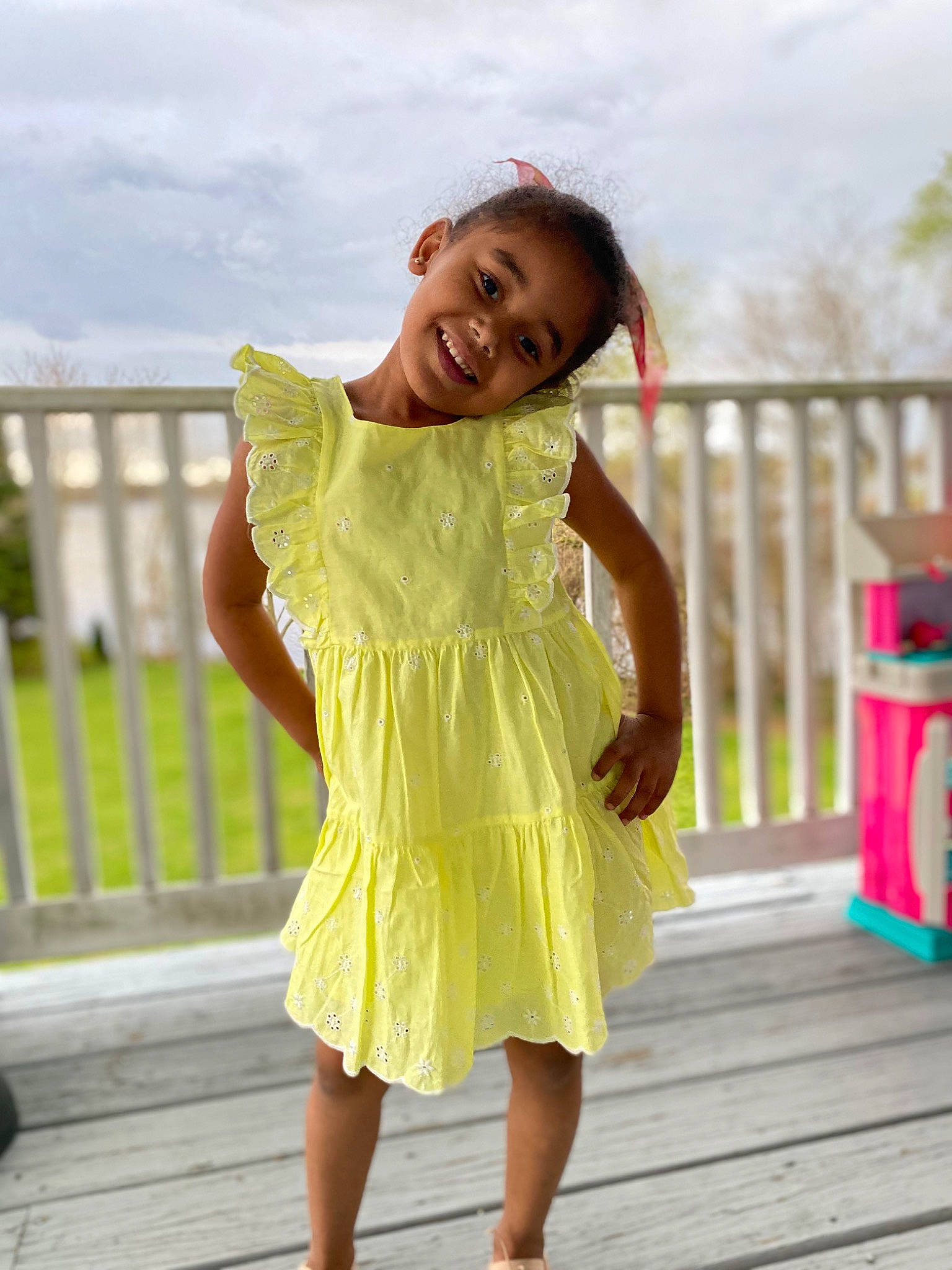 Aniya joined the competition — help win amazing prizes! cloud, day_dress, dress, fashion_design, fence, flash_photography, fun, happy, human_leg, joy, leisure, one_piece_garment, people_in_nature, person, sky, sleeve, smile, street_fashion, thigh, toddler