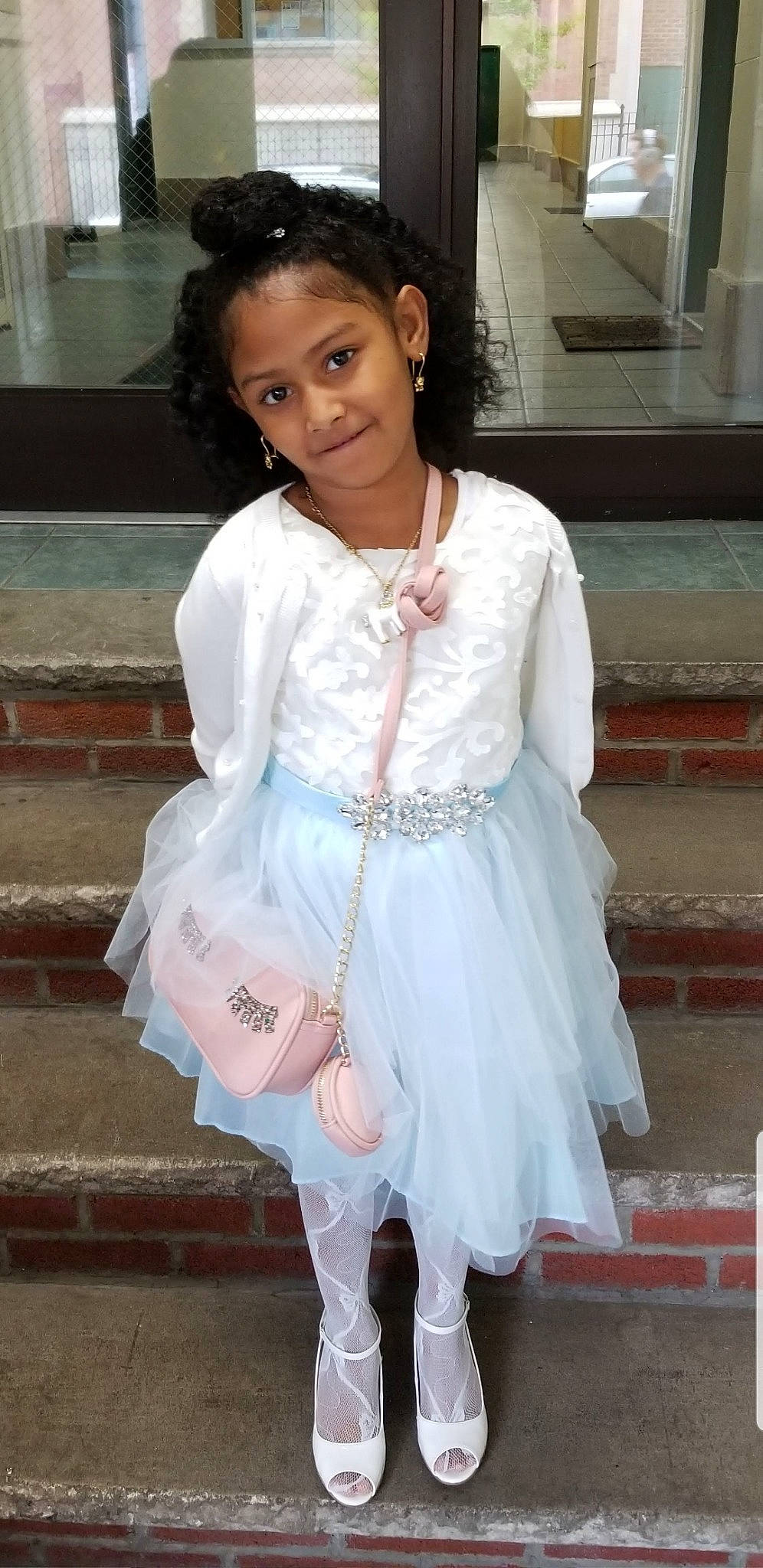 Eunicha Defreitas is registered to the contest to win money with this photo: child, child_model, clothing, costume, dress, fashion_accessory, fashion_design, lady, person, pink, ruffle, smile, white
