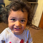 Analei is registered to the contest to win money with this photo: carpet, casual, child, closeup, clothing, curly_hair, cute, face, happy, home, indoor, minnie_mouse, person, portrait, red_hearts, smiling, sweater, toddler, warm_light, young_child