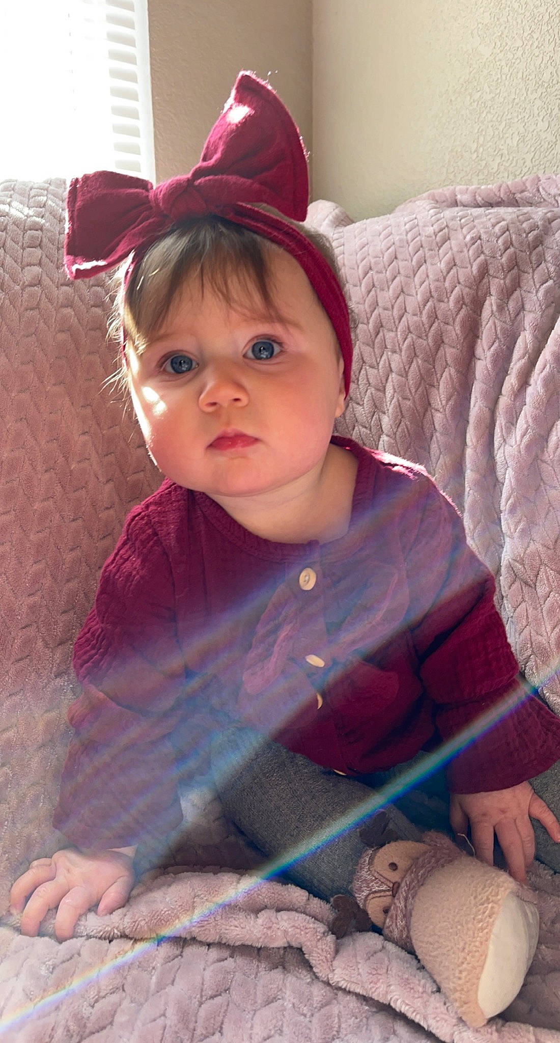 Payten is registered to the contest to win money with this photo: baby, baby_toddler_clothing, cap, cheek, child, chin, costume_hat, dress, eye, hairstyle, happy, hat, lip, magenta, nose, organ, person, pink, purple, skin