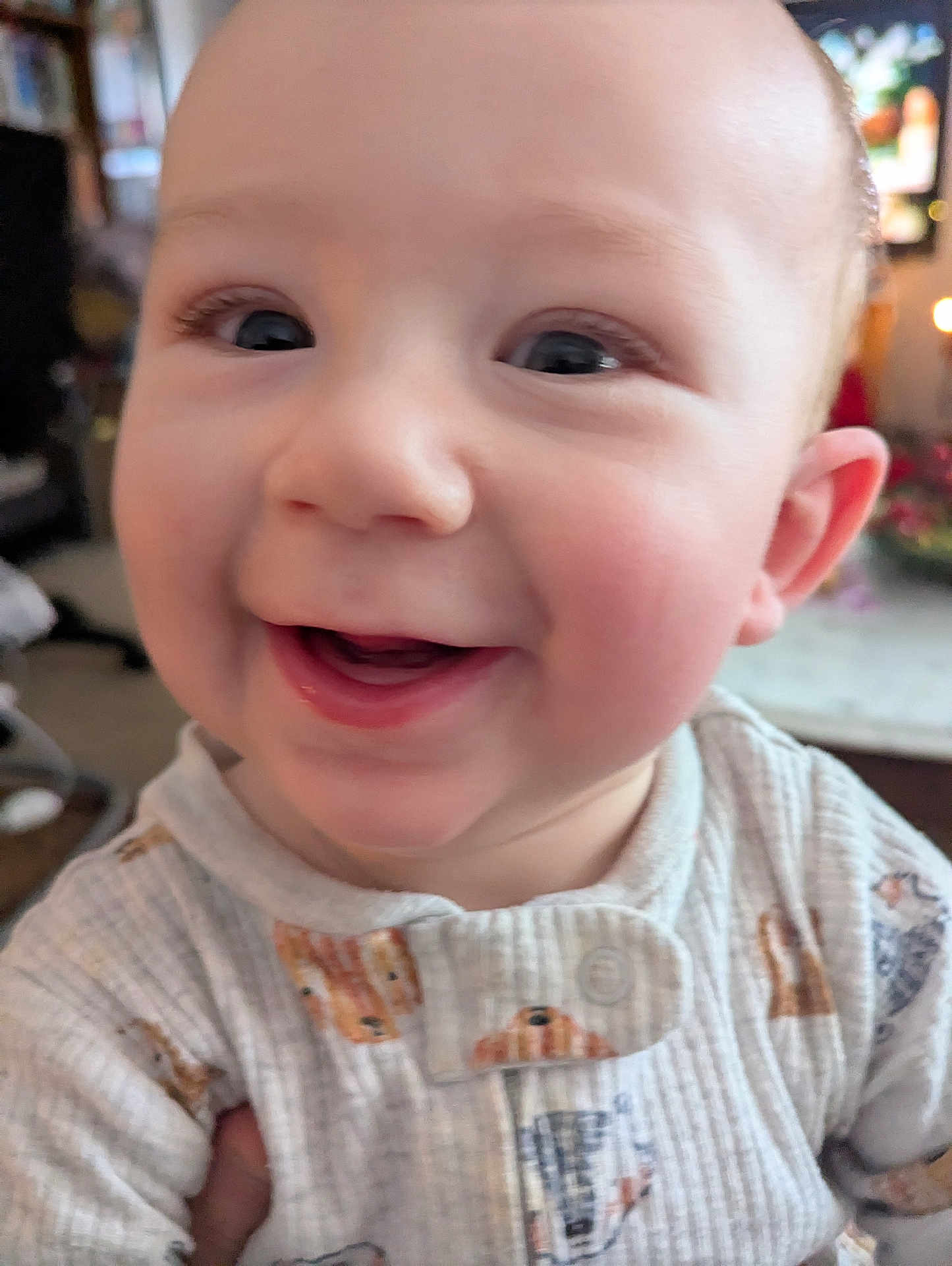 Callaway joined the competition — help win amazing prizes! baby, child, face, smile, happy, onesie, clothing, indoor, cute, closeup, infant, person, portrait, skin, expression, cheerful, eyes, head, young, babywear