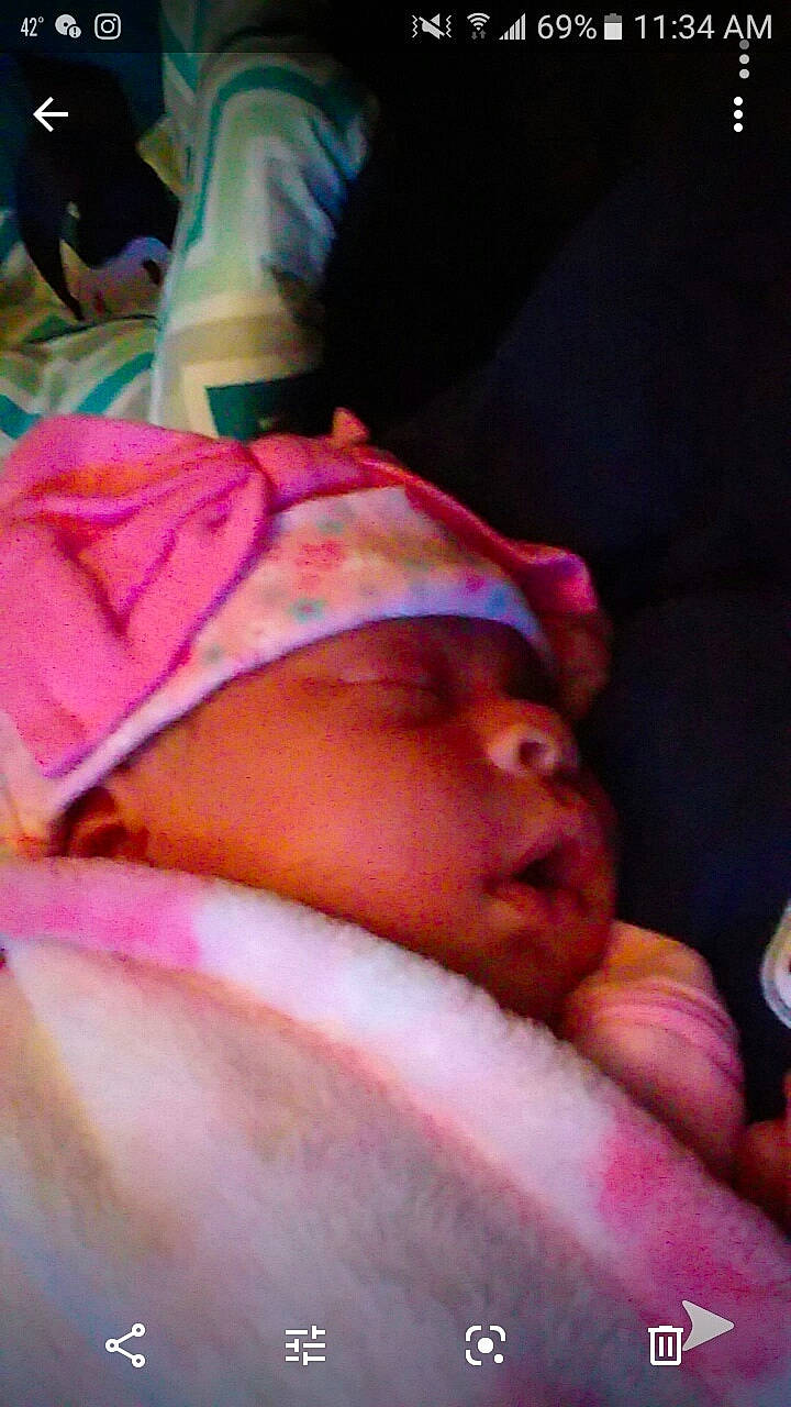 Diamond is registered to the contest to win money with this photo: baby, birth, cheek, child, flesh, headwear, mouth, neck, person, pink, skin, toddler