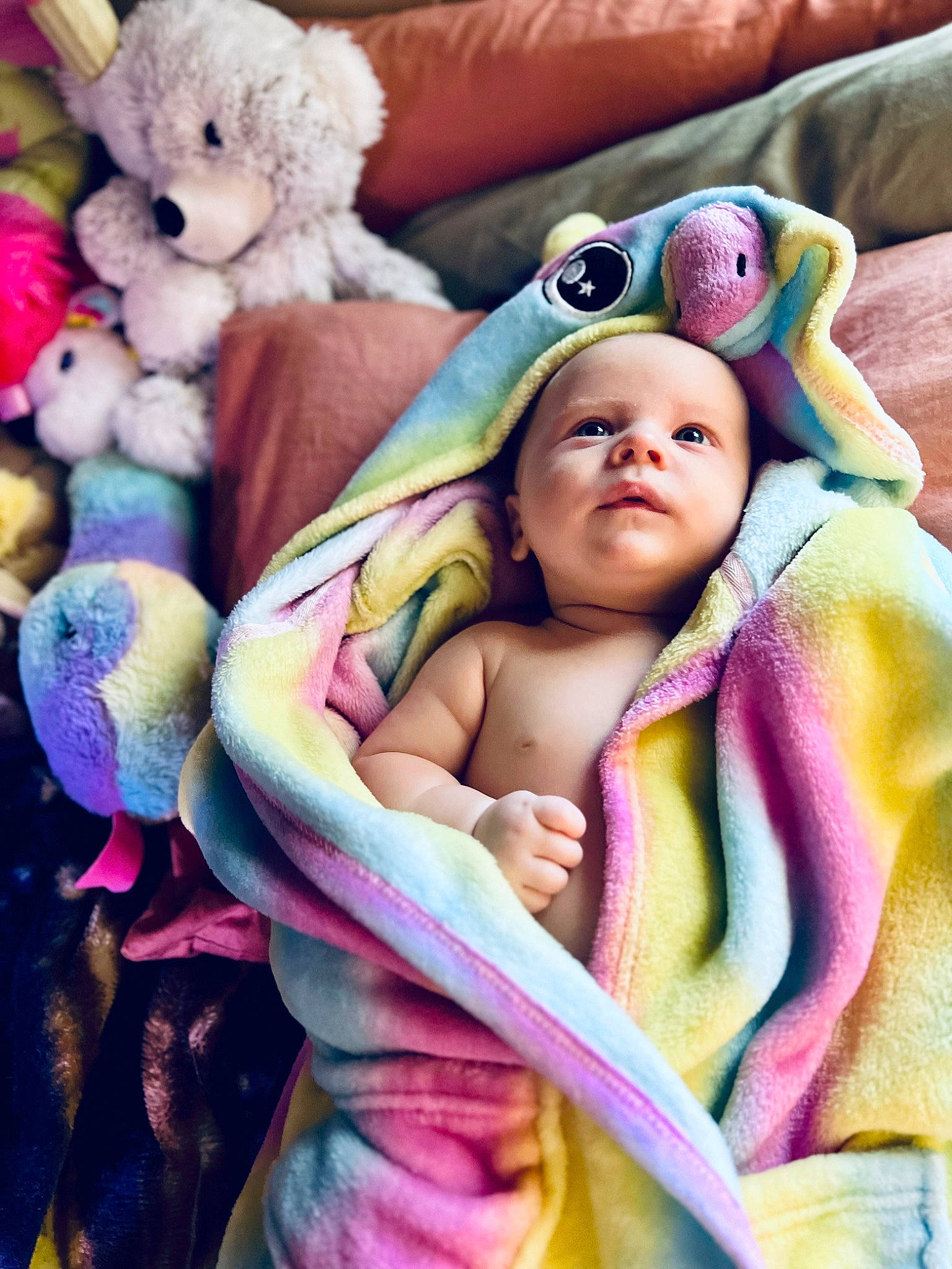 Alevander is registered to the contest to win money with this photo: baby, baby_products, baby_toddler_clothing, baby_toys, cheek, child, comfort, happy, linens, magenta, mammal, person, pink, purple, skin, stuffed_toy, textile, toddler, toy, vertebrate