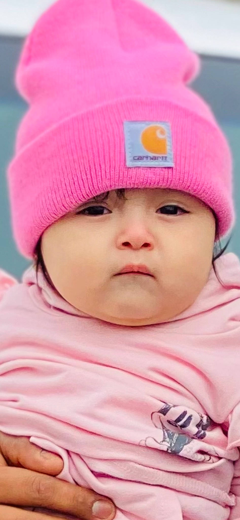 Zeinette is registered to the contest to win money with this photo: baby, cap, cheek, child, chin, cool, eye, eyebrow, eyelash, fun, happy, headgear, headwear, lip, nose, outerwear, person, pink, skin, sleeve