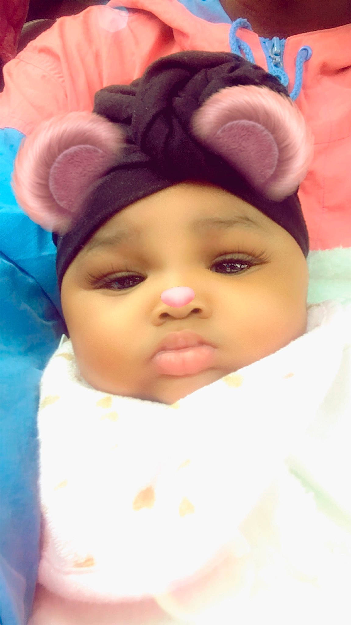 Skyy joined the competition — help win amazing prizes! baby, cheek, child, ear, eye, eyebrow, eyelash, face, forehead, hair_accessory, head, headgear, nose, person, pink, skin, toddler