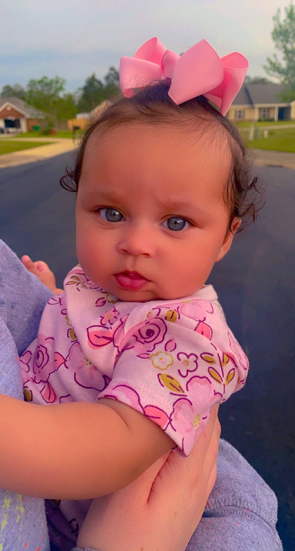 Wynter is registered to the contest to win money with this photo: arm, baby_toddler_clothing, cheek, cool, eye, grass, hair, hairstyle, happy, head, human_body, iris, lip, person, pink, plant, product, purple, skin, toddler