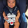 baby, child, car_seat, smiling, infant, baby_boy, safety_harness, seatbelt, cute, indoors, person, young_child, clothing, happy, face, legs, hand, head, sitting, car_seat_padding