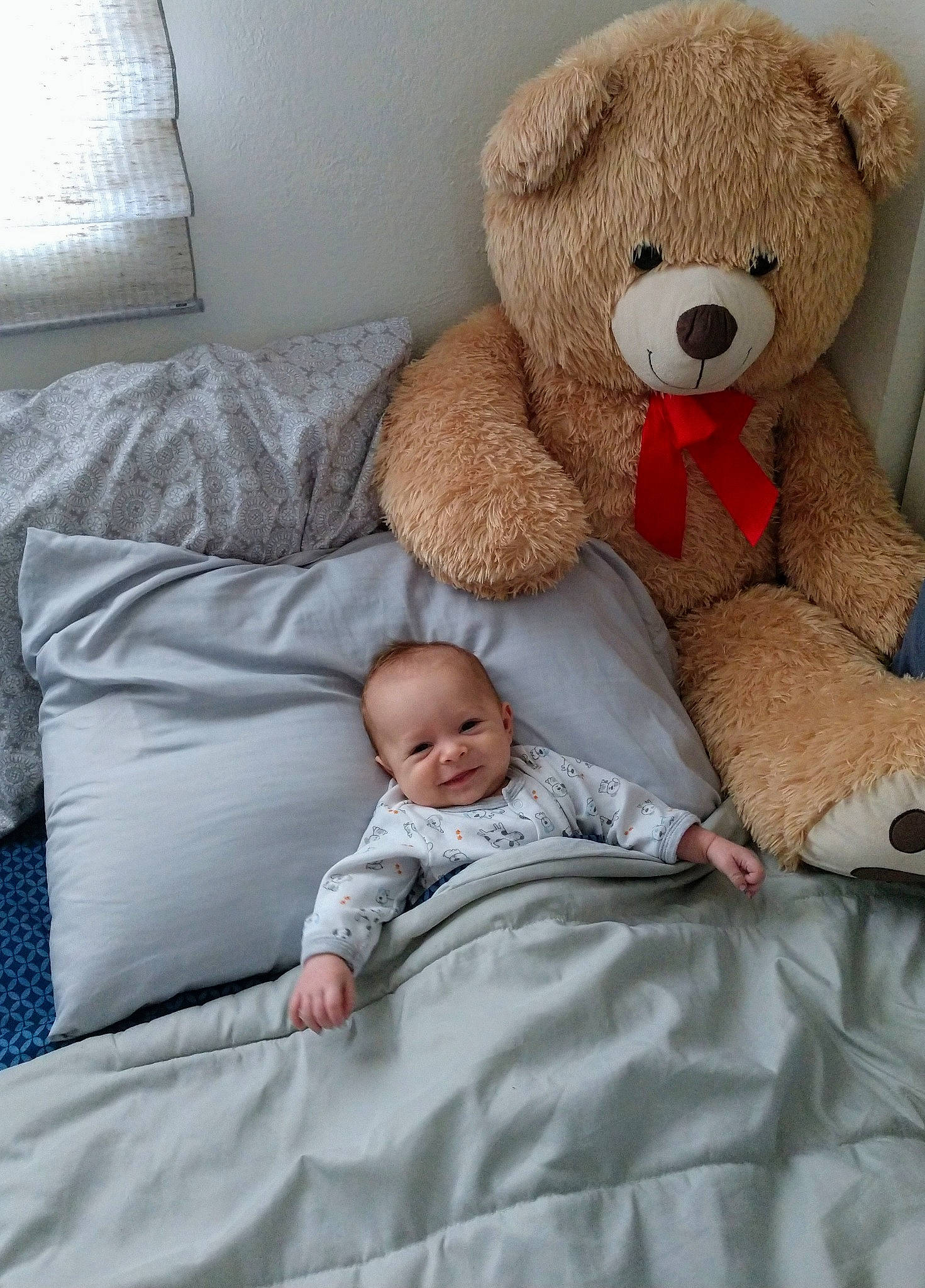 Beau joined the competition — help win amazing prizes! baby, baby_sleeping, bed, bedding, bedtime, blanket, child, comfort, furniture, joy, person, product, room, stuffed_toy, teddy_bear, textile, toddler, toy