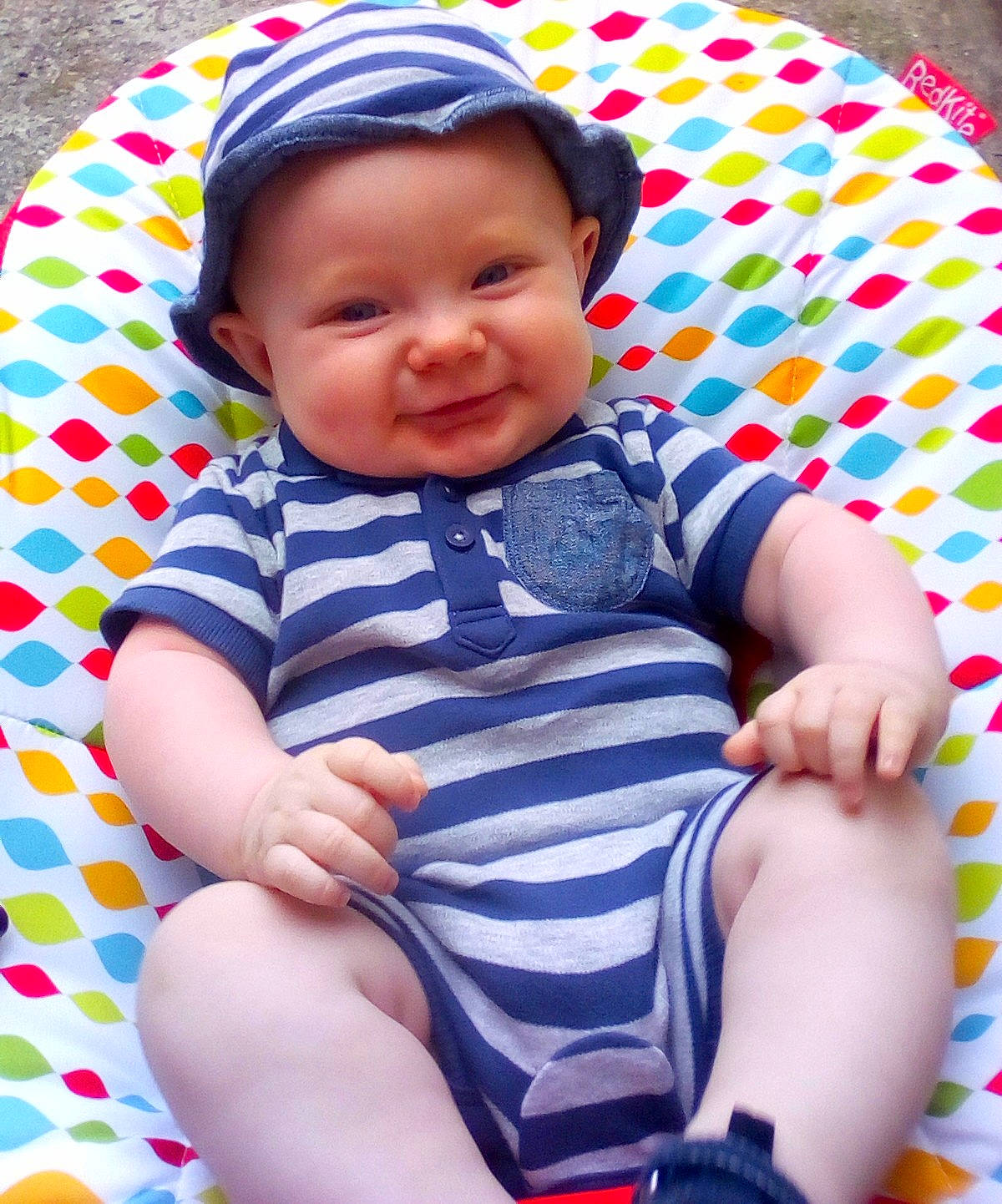 Jenson joined the competition — help win amazing prizes! baby, baby_products, baby_toddler_clothing, cheek, child, joy, pattern, person, product, sitting, skin, toddler