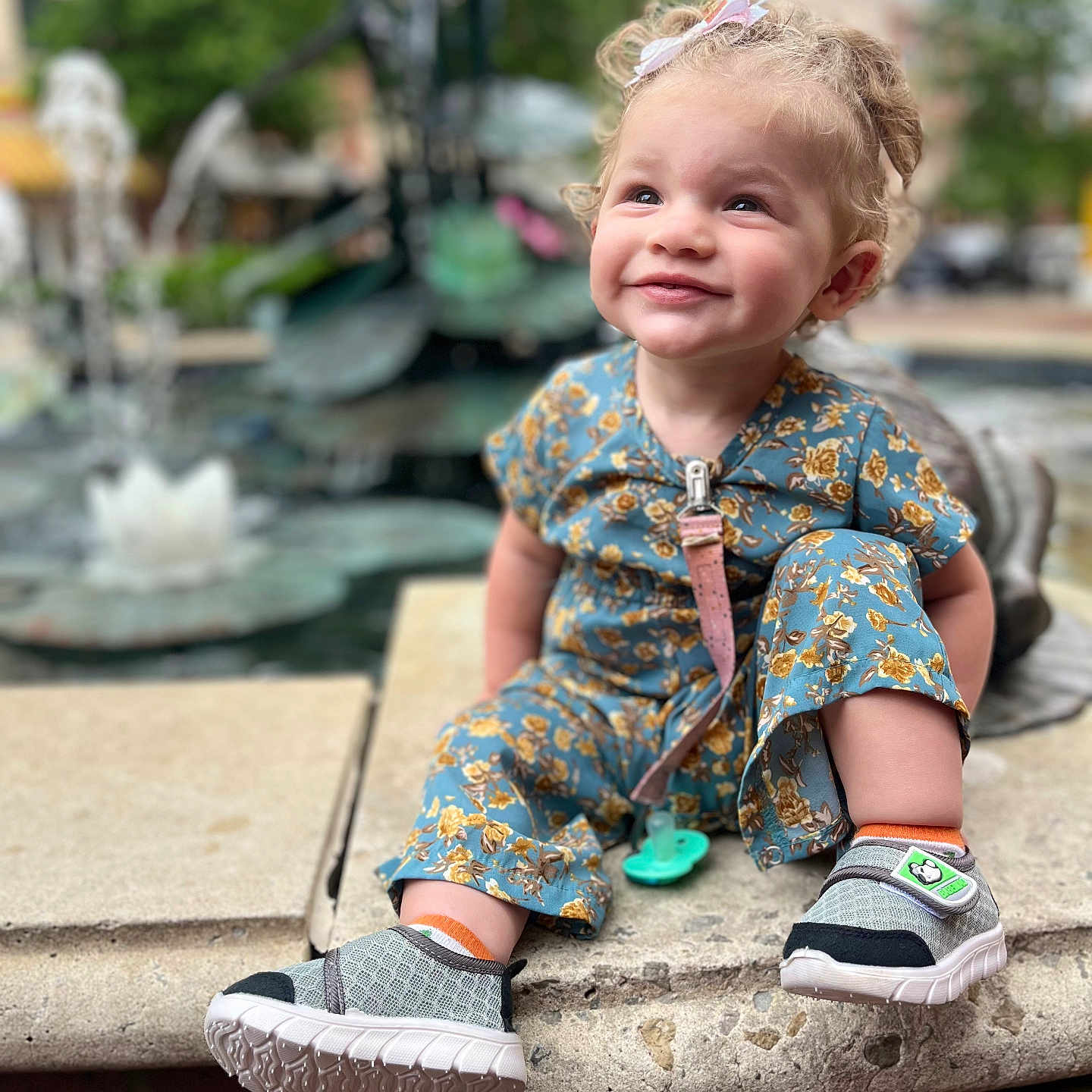 Calista joined the competition — help win amazing prizes! child, clothing, dress, face, female, footwear, girl, grass, happy, head, pants, person, photography, plant, portrait, sandal, shoe, sitting, smile, sneaker