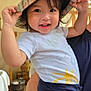 Olivia participe au concours pour gagner de l'argent avec cette photo : toddler, child, hat, smiling, happy, person, indoor, adult, holding, face, clothing, short_sleeve, colorful, woven_hat, gravel_floor, wooden_beams, playful, cute, portrait, bright