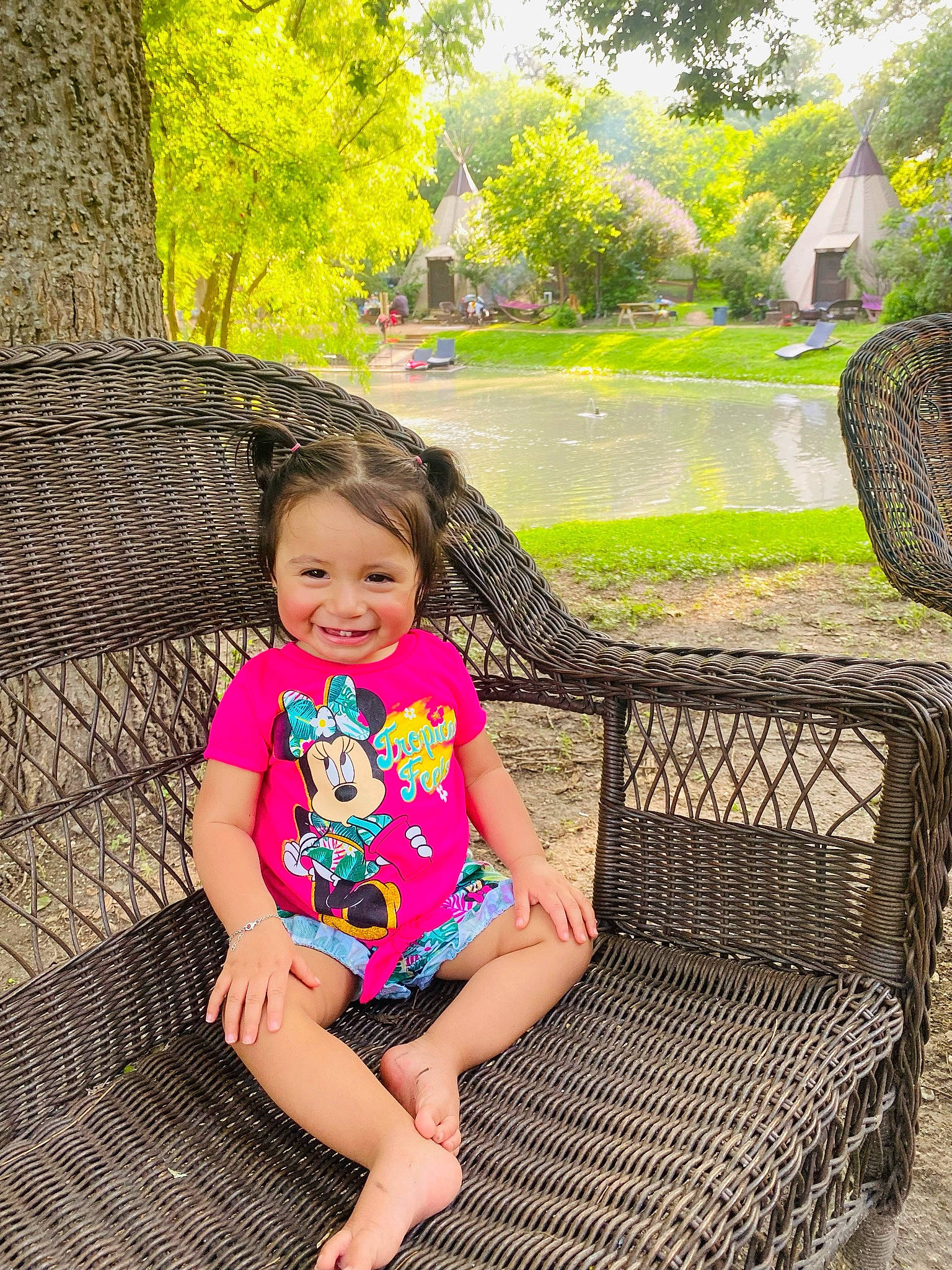 Ailani joined the competition — help win amazing prizes! baby_toddler_clothing, botany, grass, green, hairstyle, happy, joy, leaf, leg, leisure, morning, people, people_in_nature, person, pink, plant, skin, summer, thigh, tints_and_shades