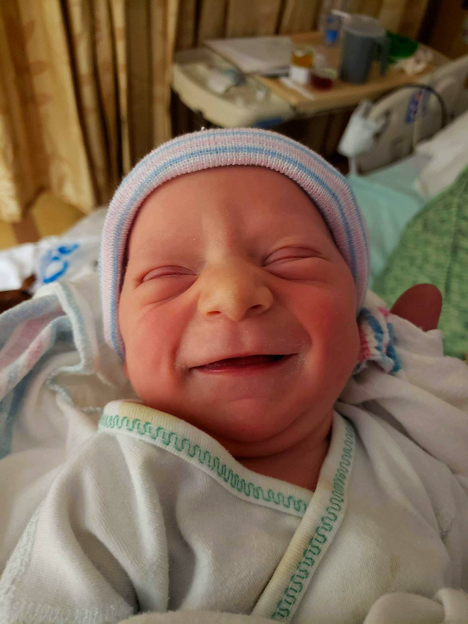 Satori joined the competition — help win amazing prizes! baby, baby_toddler_clothing, cheek, child, comfort, curtain, fun, happy, hat, head, headwear, laugh, linens, peach, person, smile, thumb, toddler, wrinkle