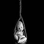 newborn, baby, sleeping, wrapped, fabric, sling, black_background, portrait, infant, peaceful, soft, delicate, cute, child, resting, monochrome, studio, cozy, tiny_feet, hands