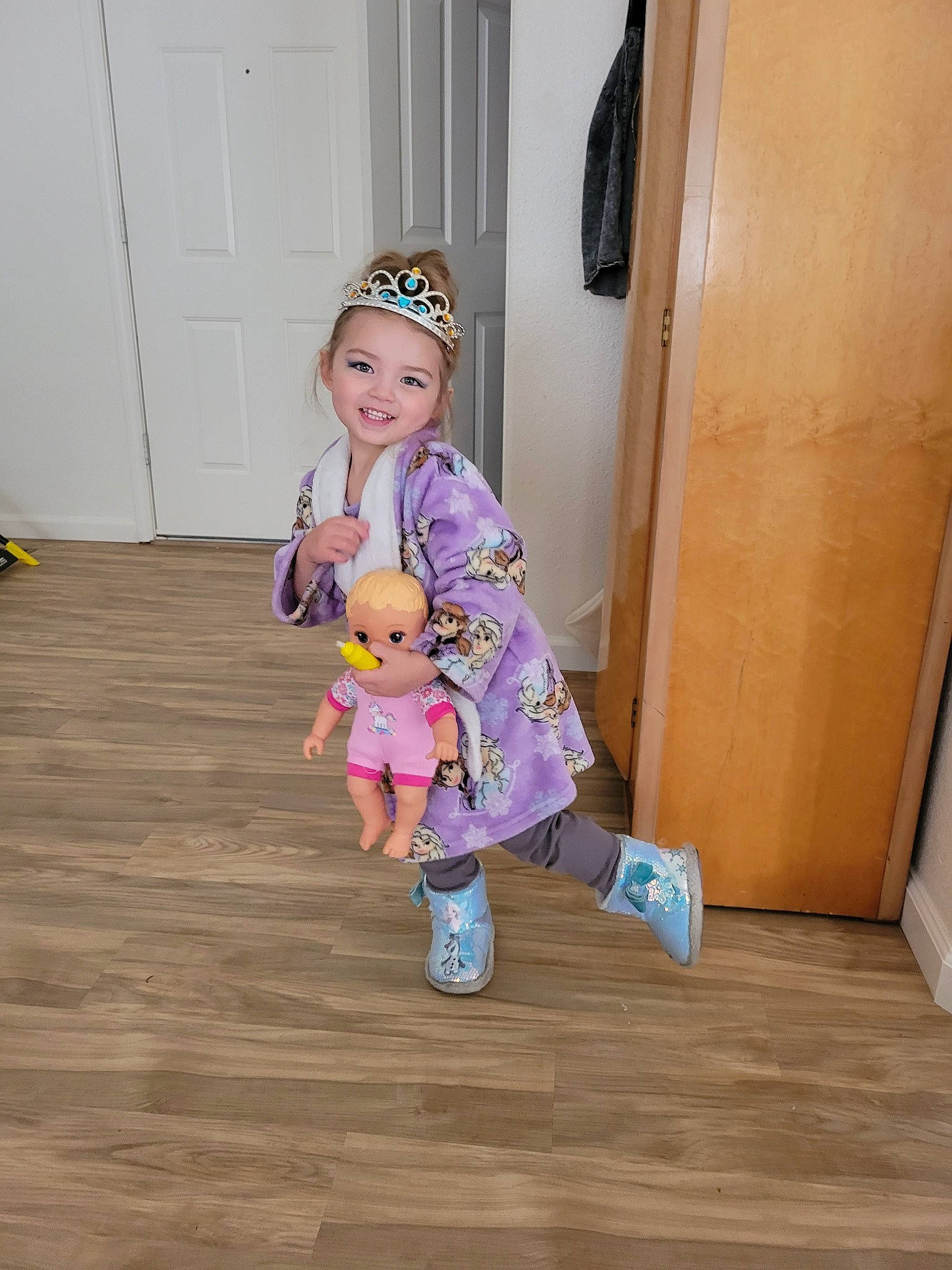 Echo joined the competition — help win amazing prizes! baby, baby_toddler_clothing, child, costume, door, floor, flooring, fun, hardwood, headwear, joy, magenta, pattern, person, play, purple, room, stuffed_toy, toddler, varnish
