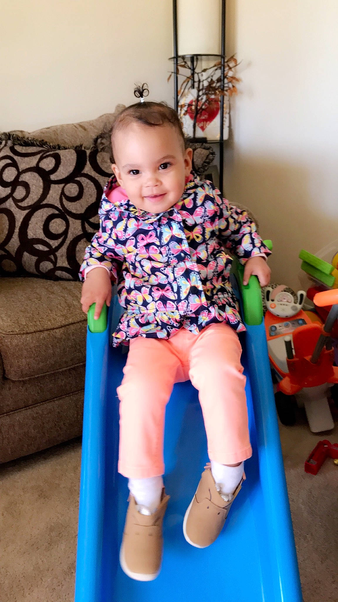 Alianna joined the competition — help win amazing prizes! baby, baby_toddler_clothing, cheek, child, furniture, joy, knee, leg, person, pink, play, shoe, sitting, skin, thigh, toddler