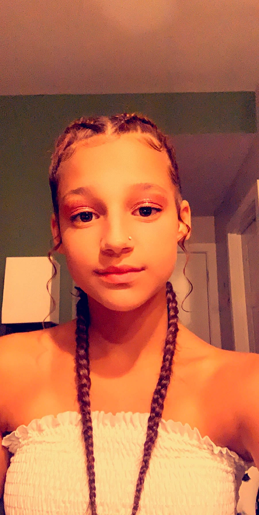 Amya is registered to the contest to win money with this photo: braid, cheek, chin, eyebrow, face, forehead, hair, hairstyle, head, jaw, neck, person, selfie