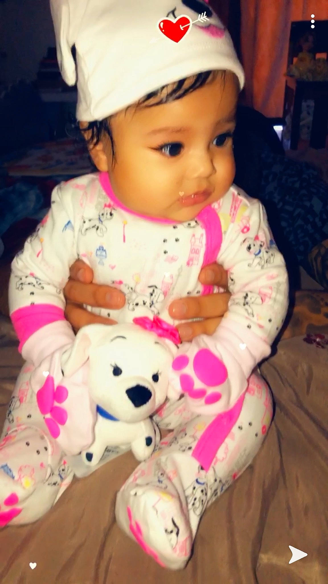 Ayvah is registered to the contest to win money with this photo: baby, baby_toddler_clothing, beanie, cap, cheek, child, head, headgear, headwear, nose, person, pink, play, puppy_love, skin, smile, stuffed_toy, teddy_bear, toddler, toy