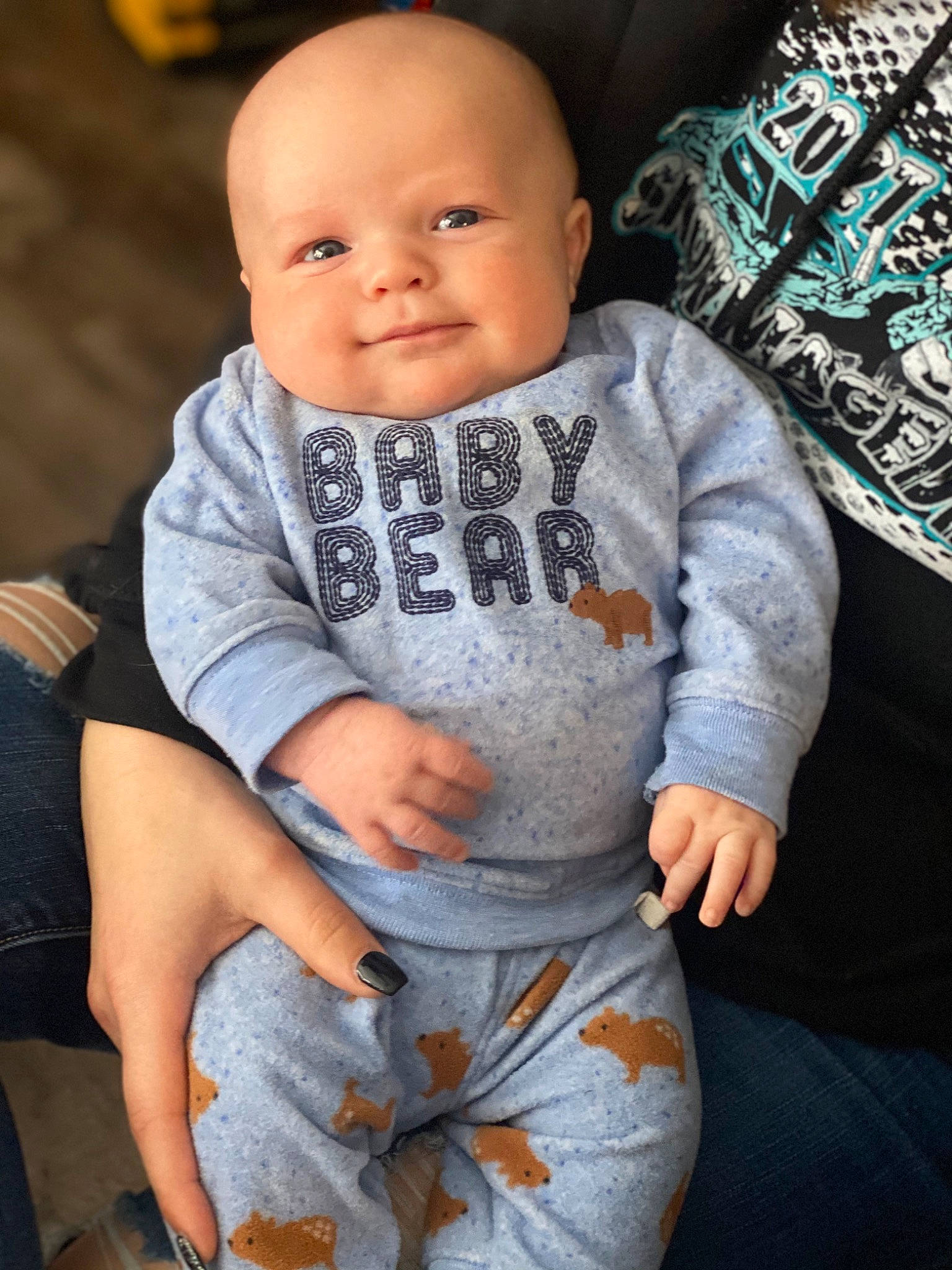 Kysen joined the competition — help win amazing prizes! arm, baby, baby_toddler_clothing, cheek, chin, comfort, eye, finger, grey, hand, head, human_body, iris, neck, nose, person, skin, sleeve, smile, t_shirt