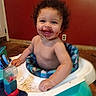 Raymason is registered to the contest to win money with this photo: baby_walker, child, chocolate, curly_hair, cute, floor, happy, indoor, infant, joy, mess, messy_face, person, plastic, playtime, red_wall, seat, smiling, toddler, toy