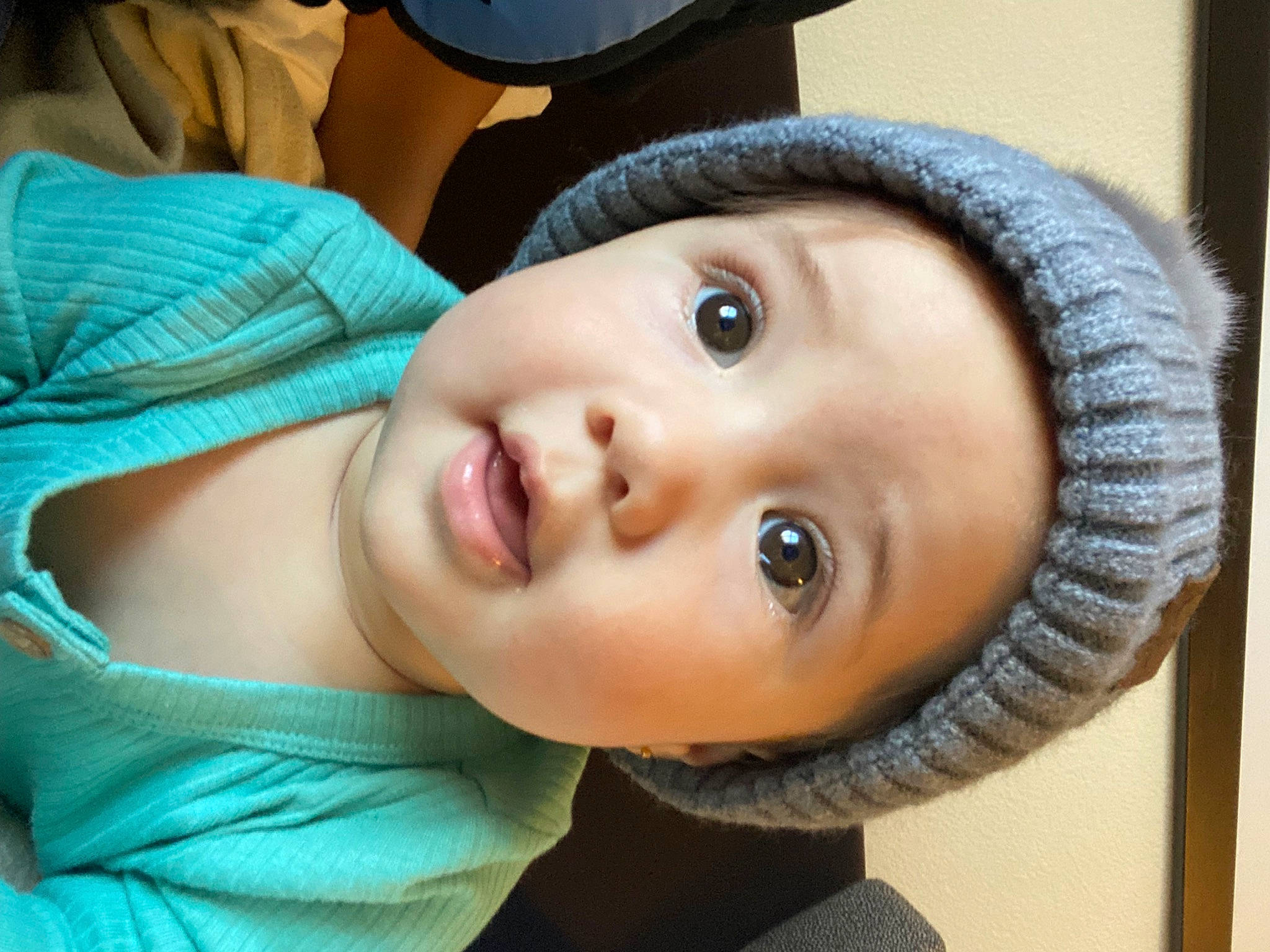 Sebastian is registered to the contest to win money with this photo: baby, cap, cheek, child, electric_blue, eyelash, fashion_accessory, fun, happy, hat, headgear, headwear, jaw, lip, mouth, nose, person, personal_protective_equipment, portrait_photography, skin
